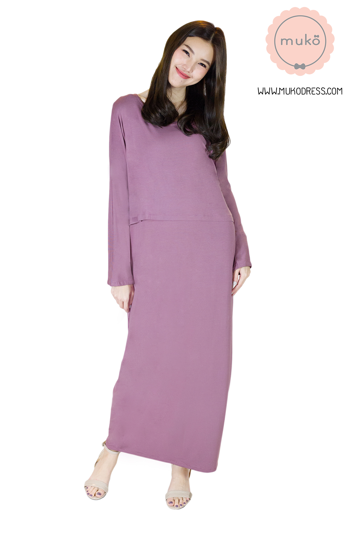 Muko Manami เดรสยาวให้นม คลุมท้อง MR03-002 สีกะปิ