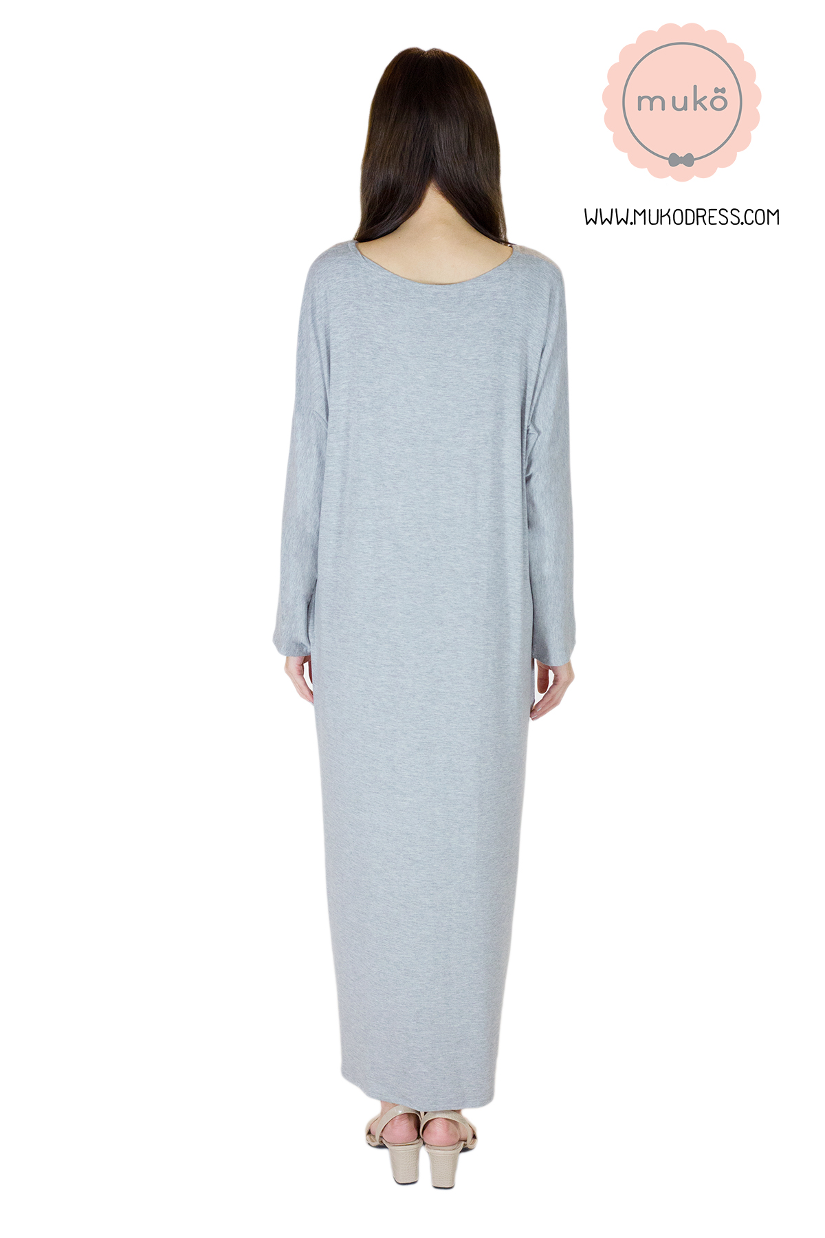 Muko Manami เดรสยาวให้นม คลุมท้อง MR03-004 สีเทาอ่อน