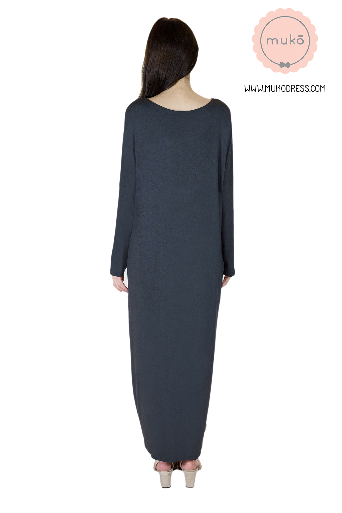 Muko Manami เดรสยาวให้นม คลุมท้อง MR03-008 สีเทาเงา