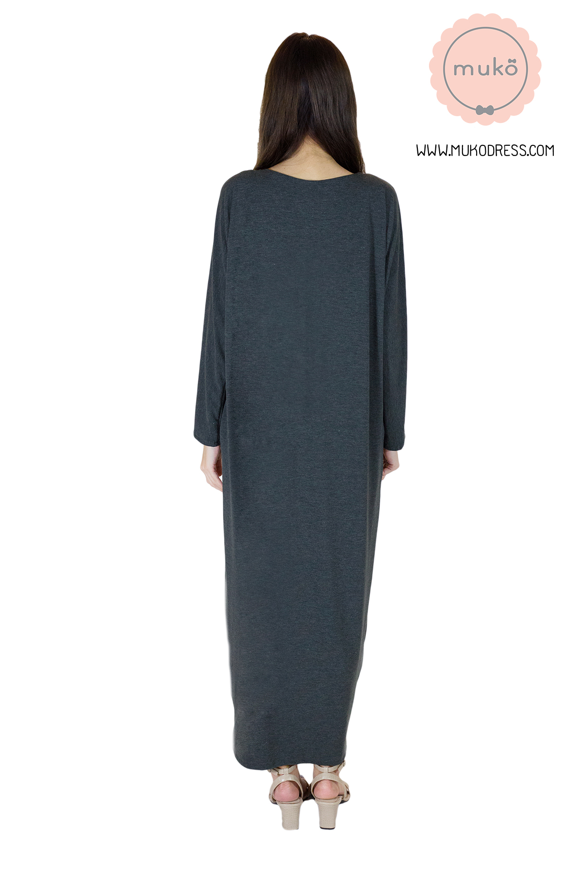 Muko Manami เดรสยาวให้นม คลุมท้อง MR03-009 สีเทาเข้ม