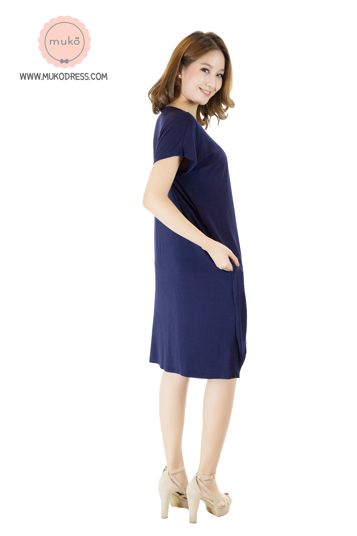 Muko ButterCup ชุดให้นม คลุมท้อง DR16-003 กรม-เทาเข้ม Muko ButterCup ชุดให้นม คลุมท้อง DR16-003 กรม-เทาเข้ม
