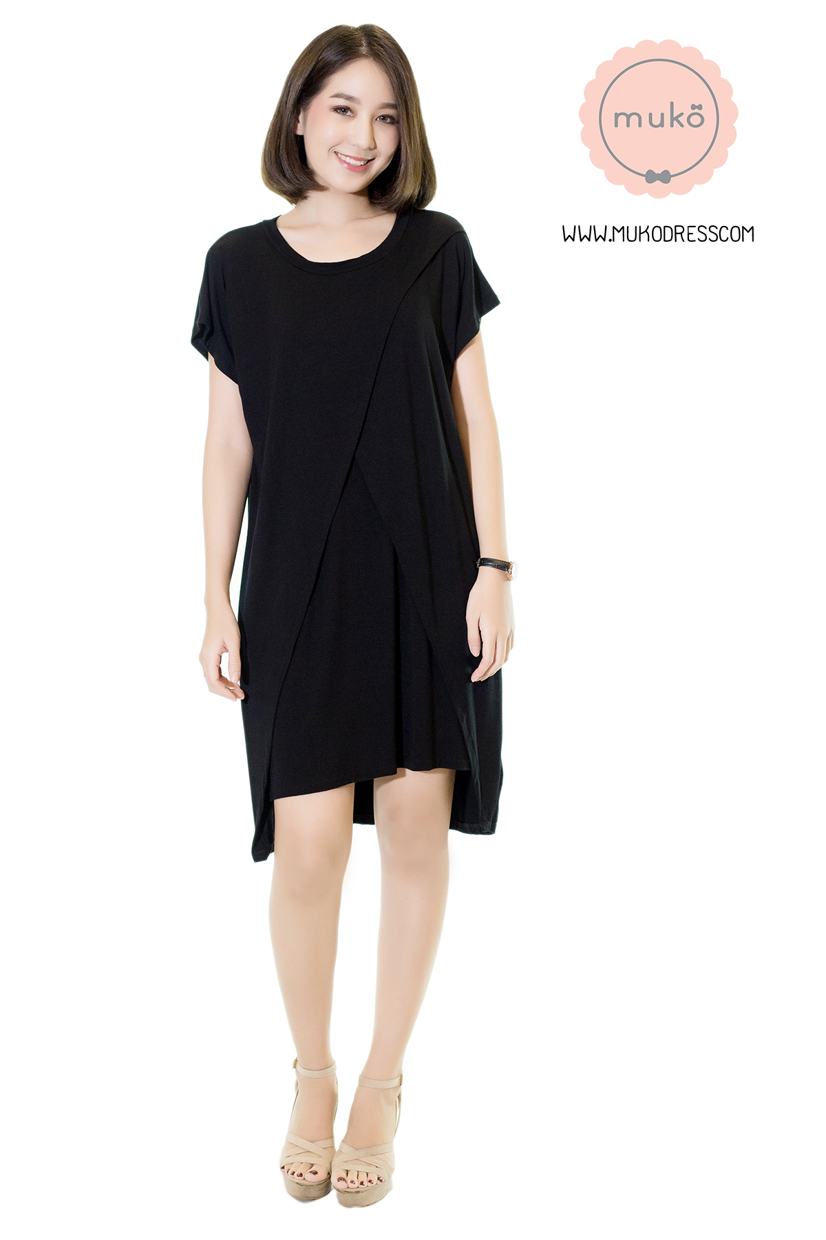 Muko Buttercup ชุดให้นม คลุมท้อง DR16-015 ดำล้วน Muko Buttercup ชุดให้นม คลุมท้อง DR16-015 ดำล้วน