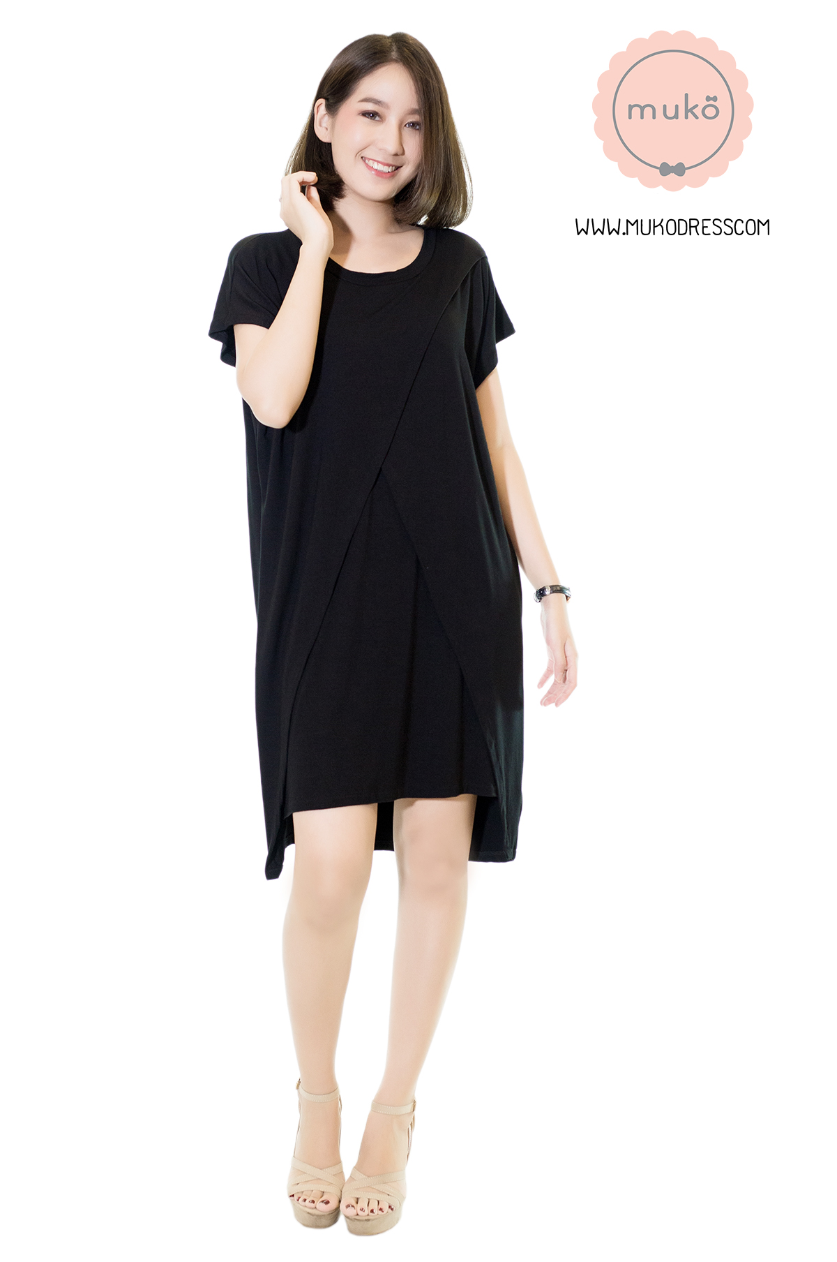 Muko Buttercup ชุดให้นม คลุมท้อง DR16-015 ดำล้วน Muko Buttercup ชุดให้นม คลุมท้อง DR16-015 ดำล้วน