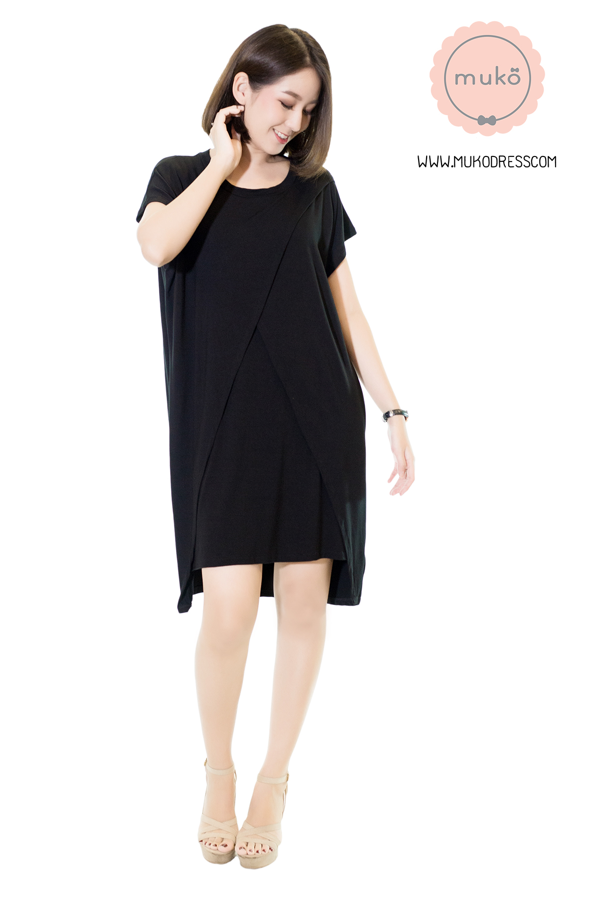 Muko Buttercup ชุดให้นม คลุมท้อง DR16-015 ดำล้วน Muko Buttercup ชุดให้นม คลุมท้อง DR16-015 ดำล้วน