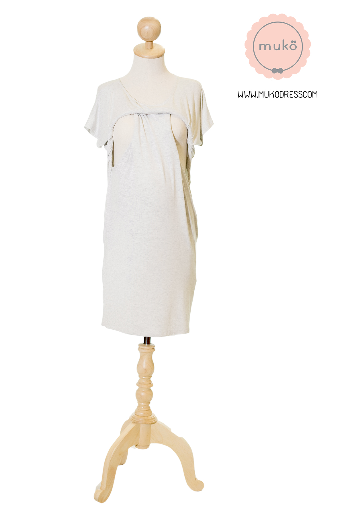 Muko AYA Jane เดรสให้นม คลุมท้อง DR15-008 สีเทาอ่อนมาก