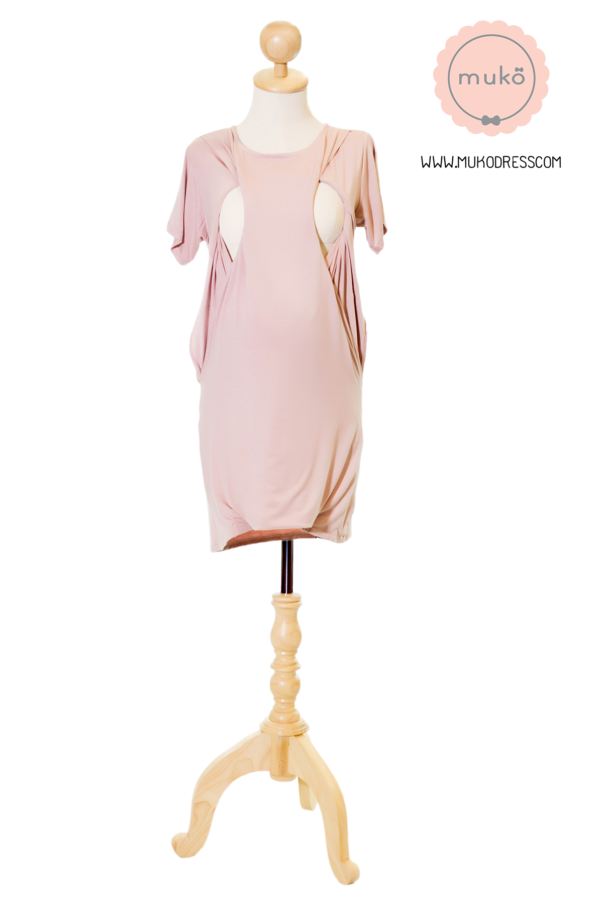 Muko AYA Jane เดรสให้นม คลุมท้อง DR15-009 สีนู๊ด