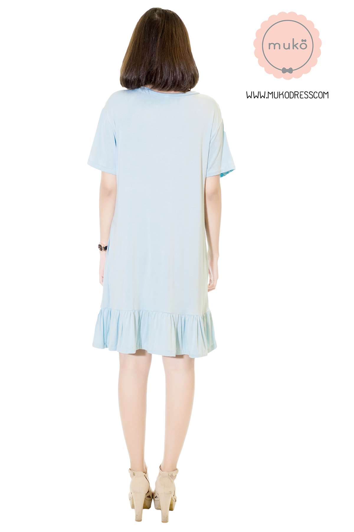 Muko Haru เดรสให้นม คลุมท้อง DR13-006M สีฟ้า