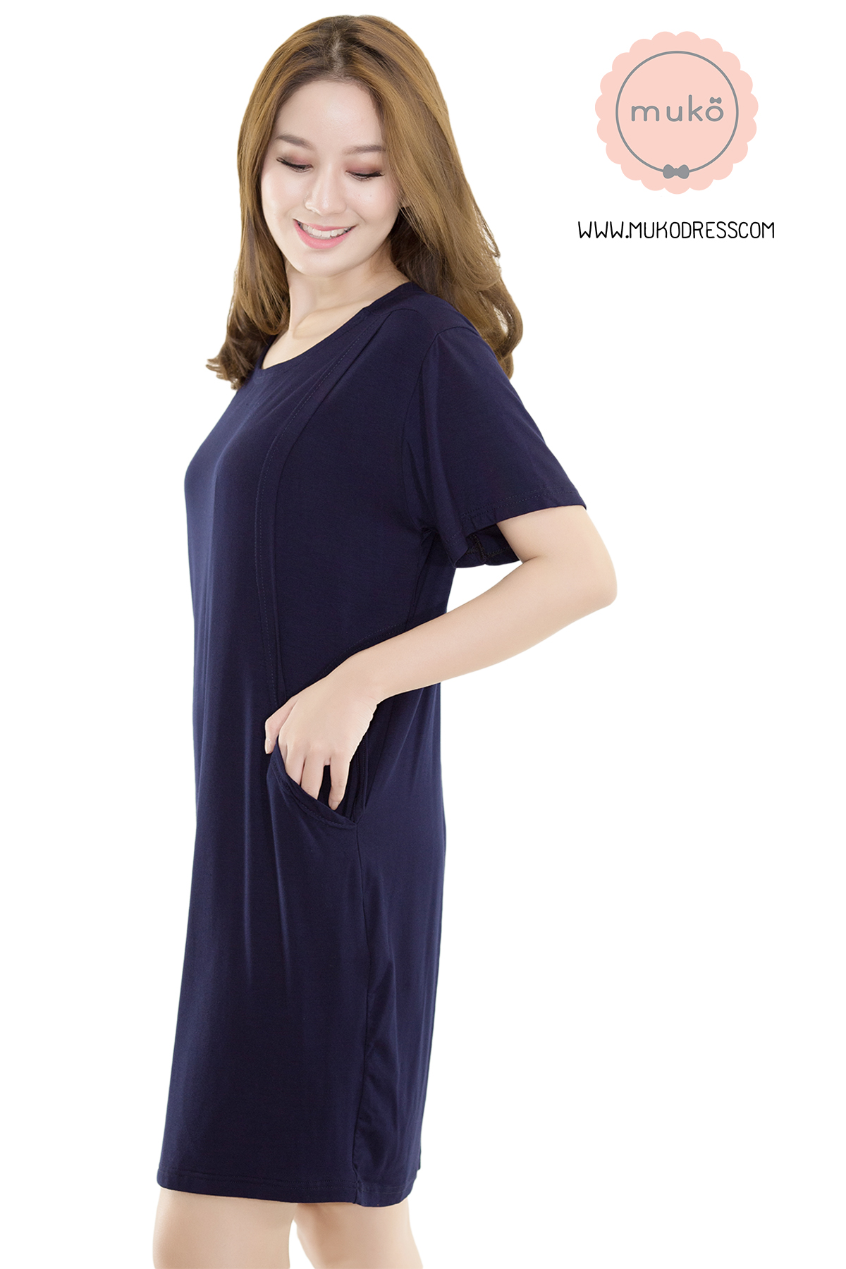 Muko Shilin เดรสให้นม คลุมท้อง DR12-005 สีกรม