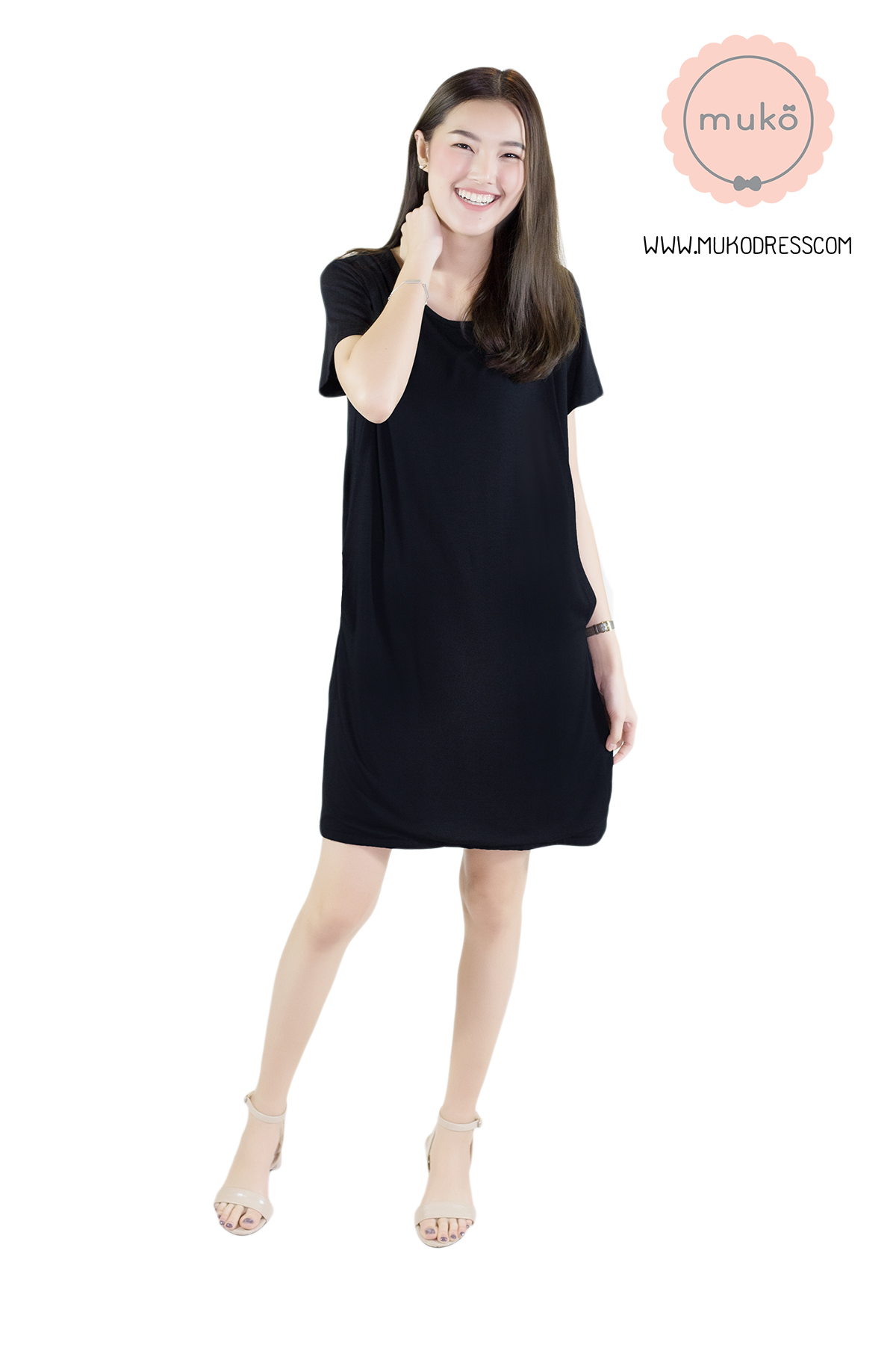 Muko Shilin  เดรสให้นม คลุมท้อง DR12-006 สีดำ