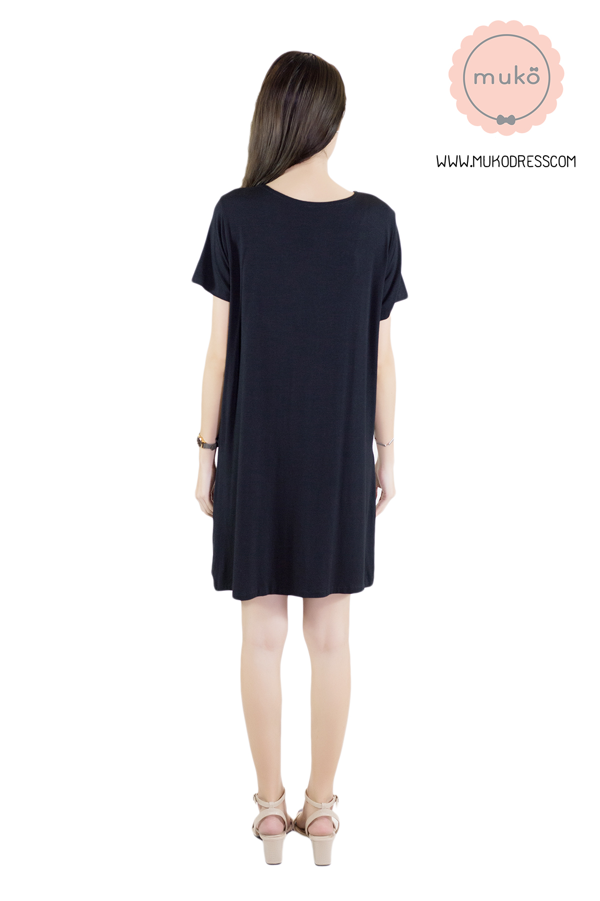 Muko Shilin  เดรสให้นม คลุมท้อง DR12-006 สีดำ