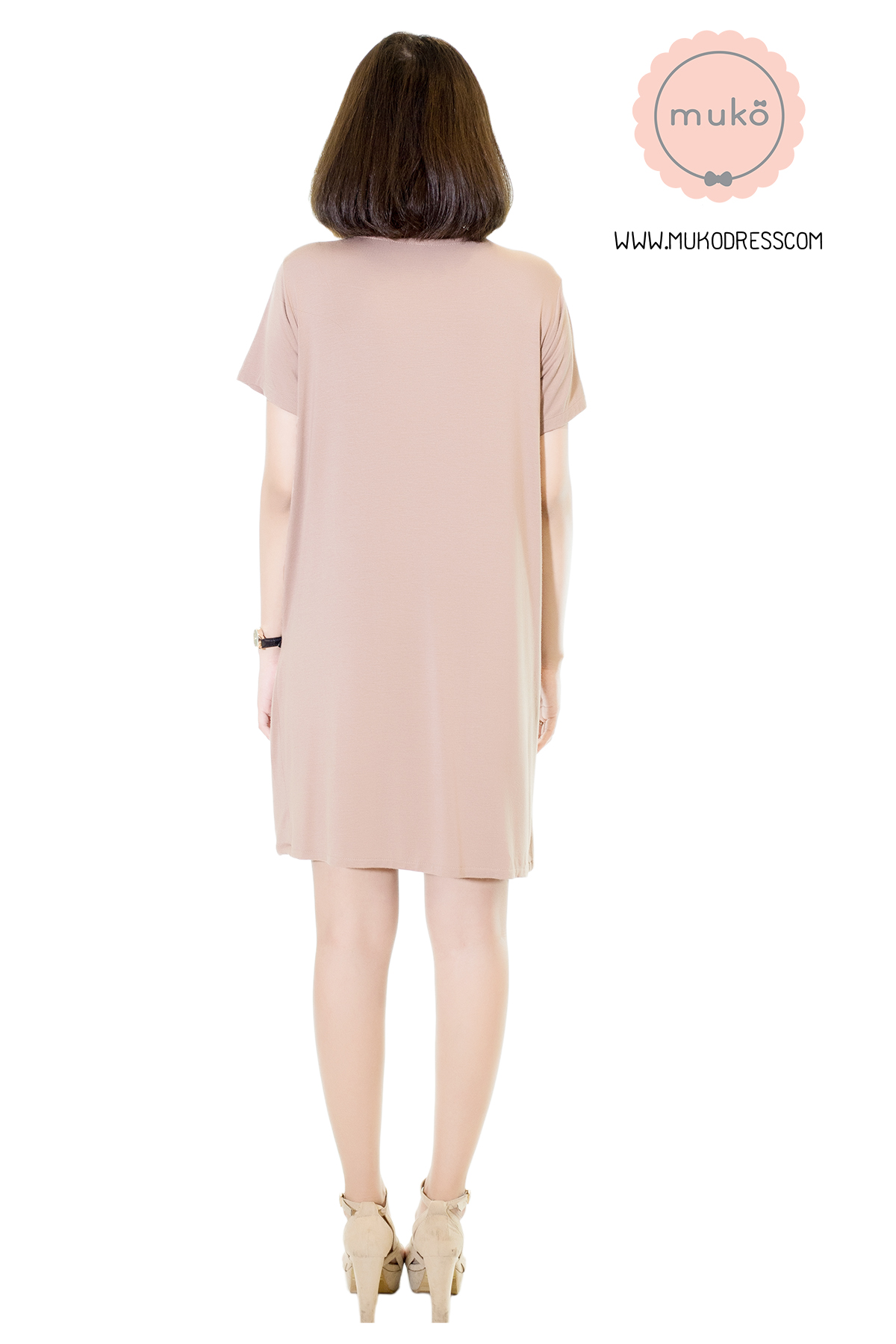 Muko Shilin เดรสให้นม คลุมท้อง DR12-008 สีลาเต้