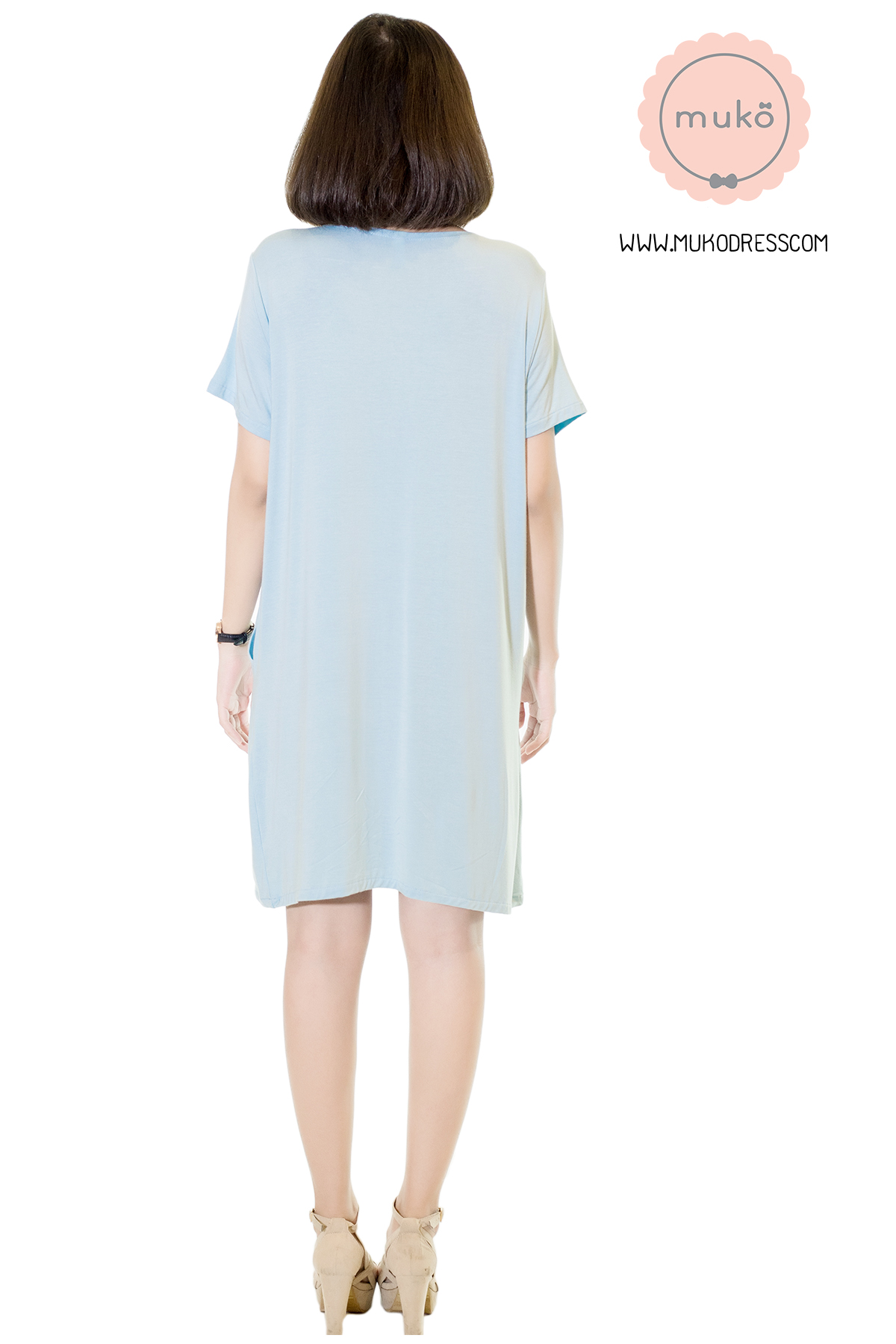 Muko Shilin เดรสให้นม คลุมท้อง DR12-009 สีฟ้านม Muko Shilin เดรสให้นม คลุมท้อง DR12-009 สีฟ้านม