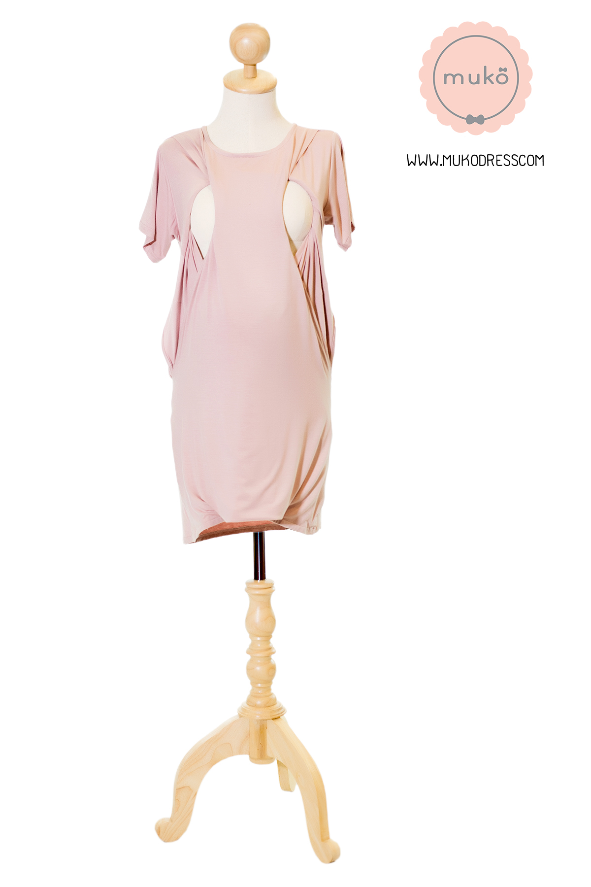 Muko Shilin เดรสให้นม คลุมท้อง DR12-010 สีนู๊ด
