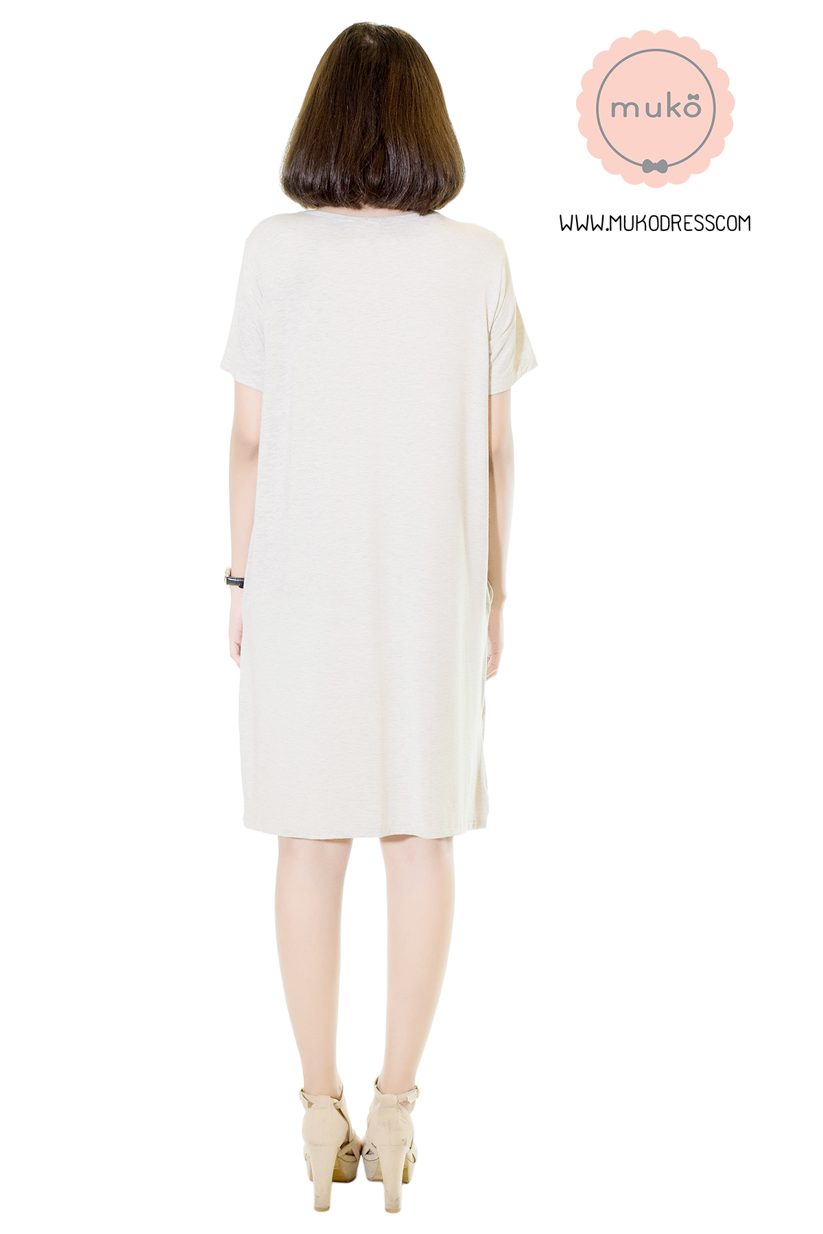 Muko Shilin เดรสให้นม คลุมท้อง DR12-011 สีเทาอ่อนมาก