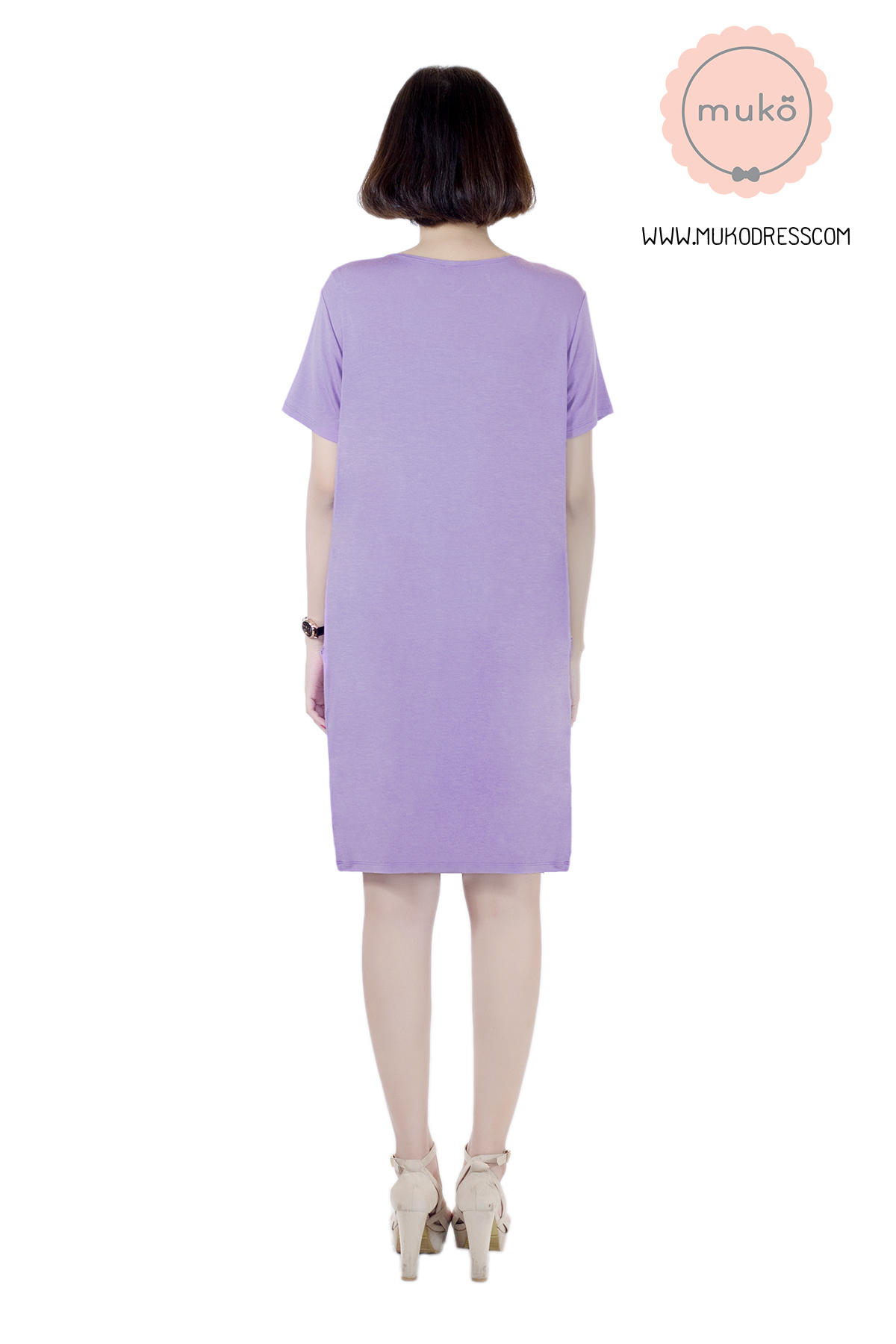 Muko Shilin เดรสให้นม คลุมท้อง DR12-017 สีม่วงนม