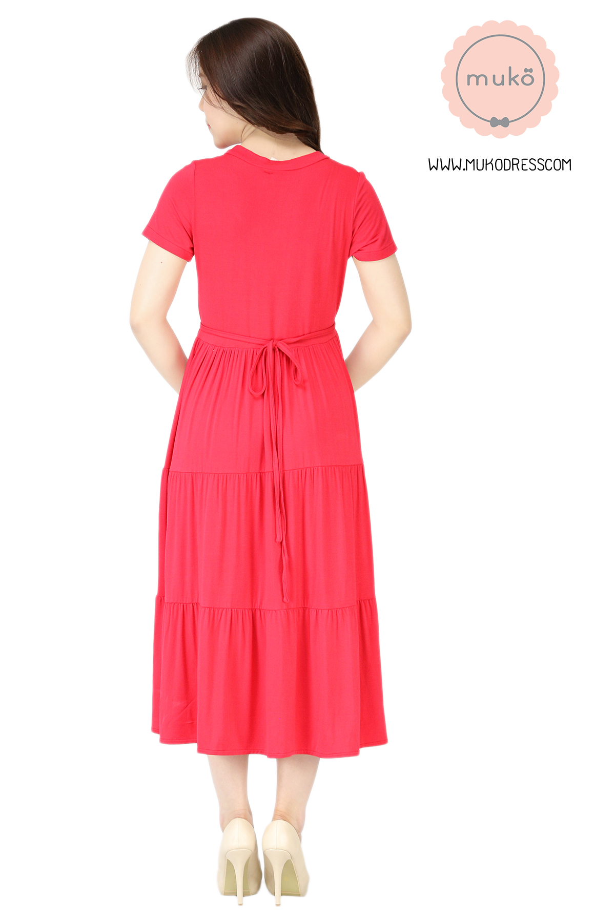 Muko Betty ชุดให้นม ชุดคลุมท้อง DR06-001 สีแดง Muko Betty ชุดให้นม ชุดคลุมท้อง DR06-001 สีแดง