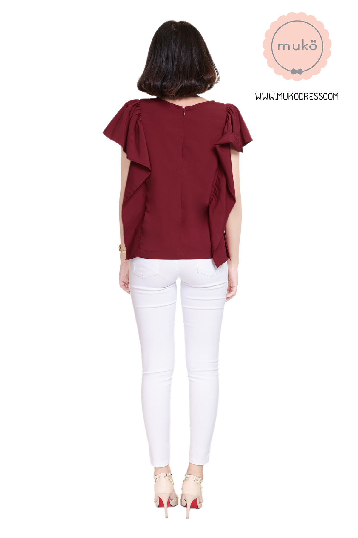 Muko Hill Top เสื้อให้นม คลุมท้อง BSL07-002 แดงเลือดหมู