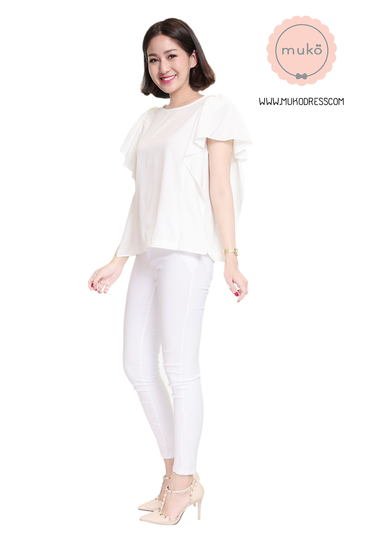 Muko Hill Top เสื้อให้นม คลุมท้อง BSL07-004 ขาว Muko Hill Top เสื้อให้นม คลุมท้อง BSL07-004 ขาว