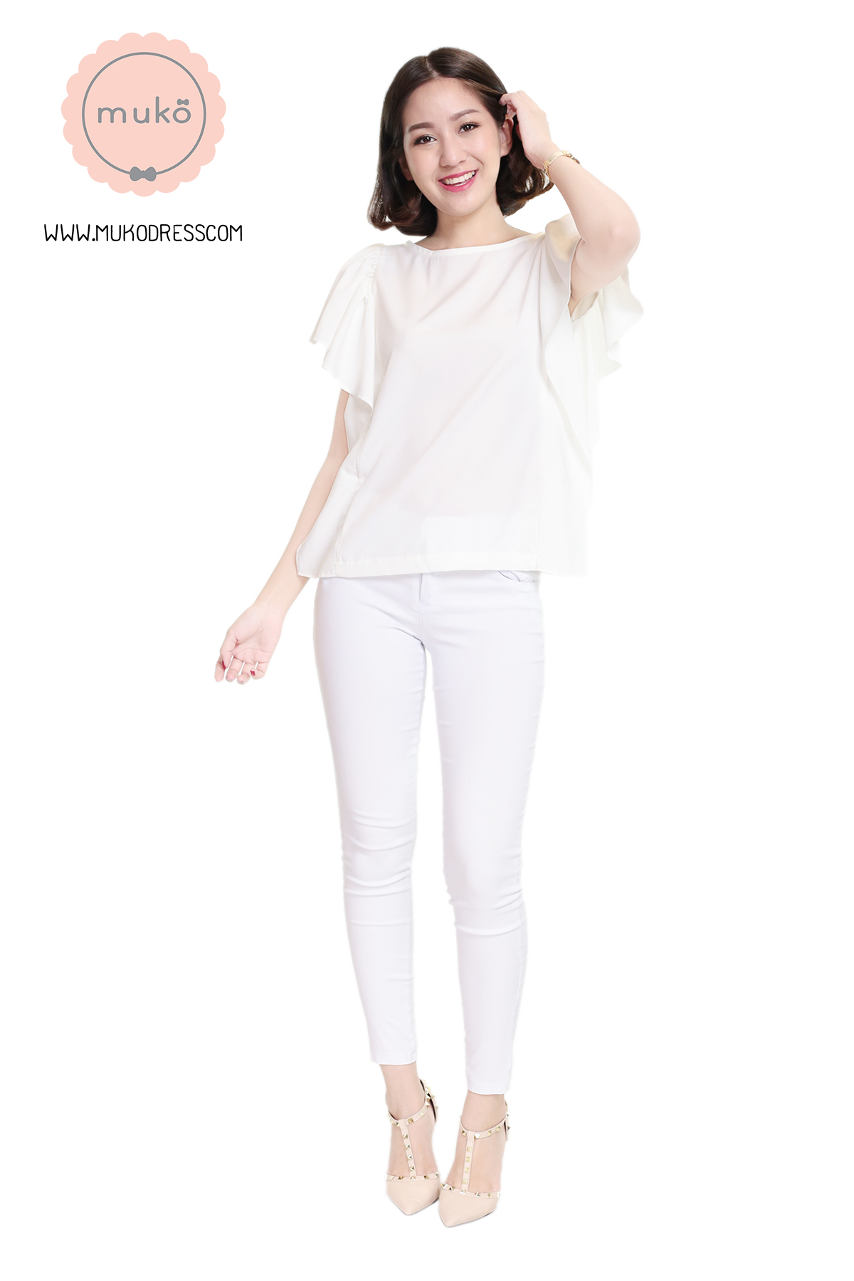 Muko Hill Top เสื้อให้นม คลุมท้อง BSL07-004 ขาว Muko Hill Top เสื้อให้นม คลุมท้อง BSL07-004 ขาว