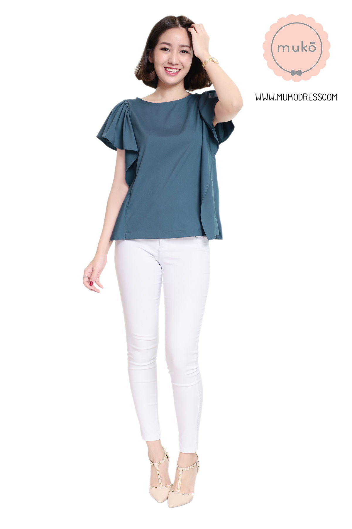 Muko Hill Top เสื้อให้นม คลุมท้อง BSL07-008 คราม Muko Hill Top เสื้อให้นม คลุมท้อง BSL07-008 คราม