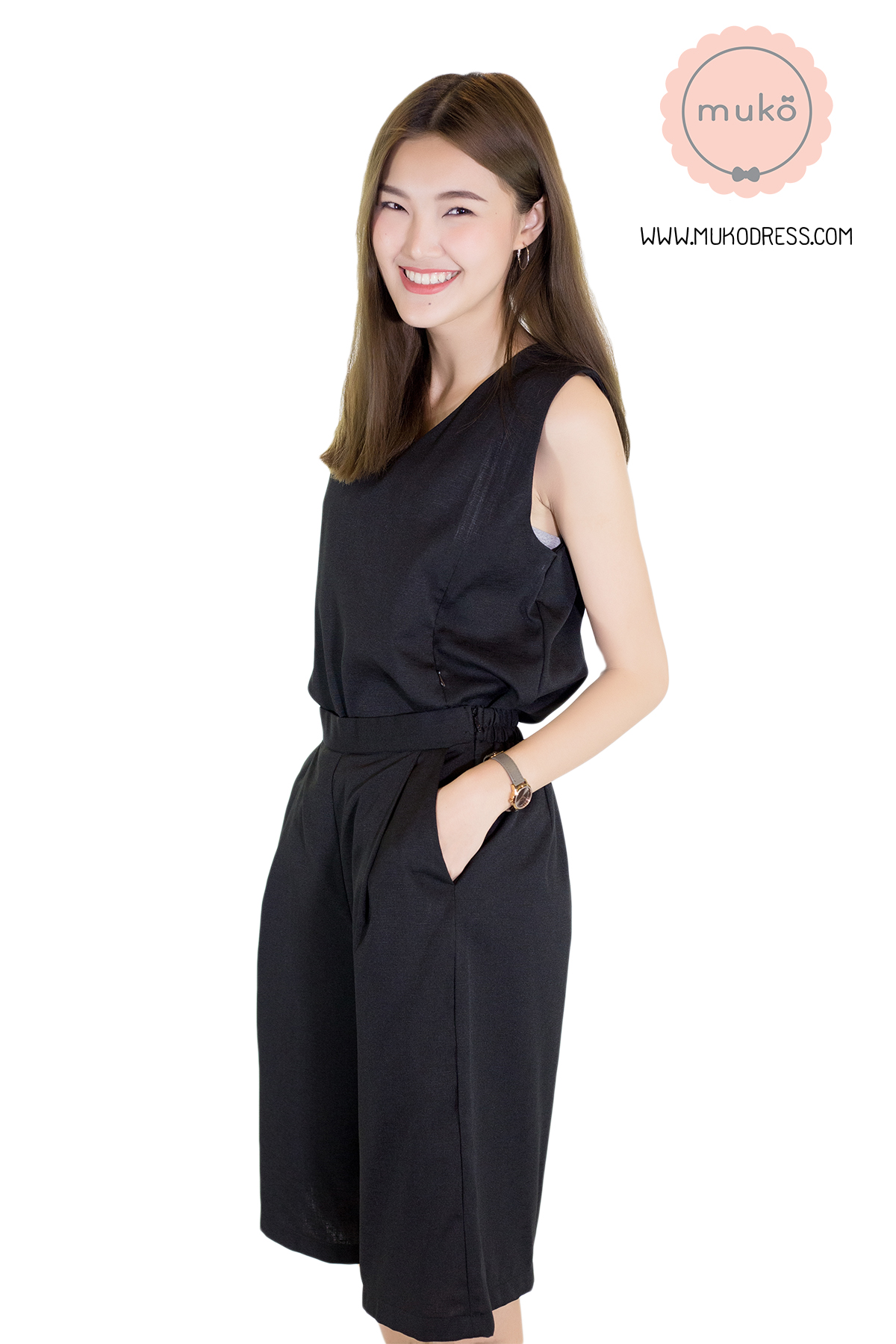 Muko Honey   ชุดเซต เสื้อกางเกงเปิดให้นม SSL02-005 สีดำล้วน