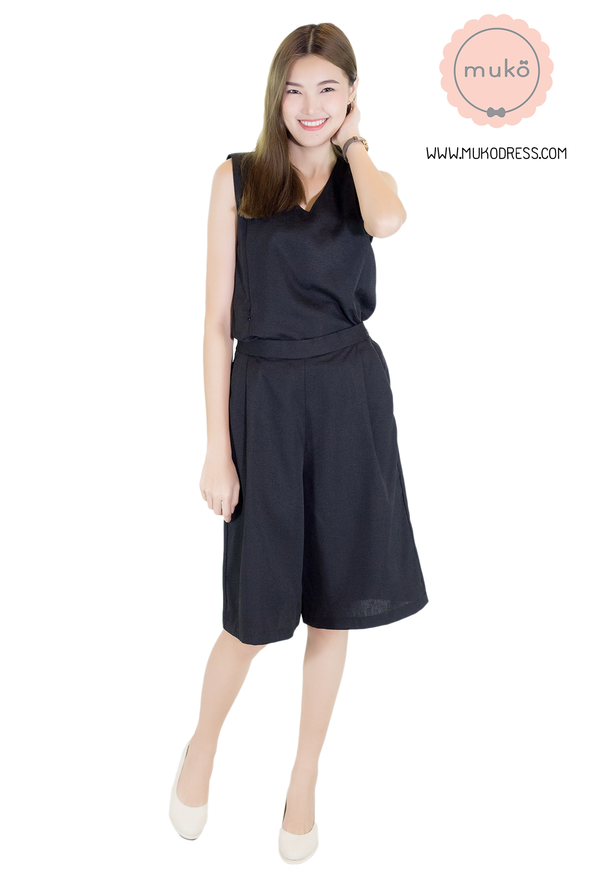 Muko Honey   ชุดเซต เสื้อกางเกงเปิดให้นม SSL02-005 สีดำล้วน
