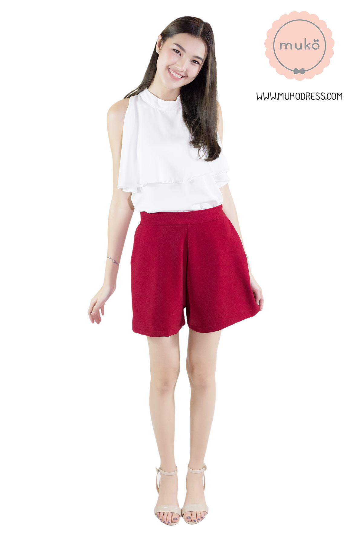 กางเกงขาสั้น ( หลังคลอด ) Muko Elle BS01-009M สีแดงเลือดหมู กางเกงขาสั้น ( หลังคลอด ) Muko Elle BS01-009M สีแดงเลือดหมู