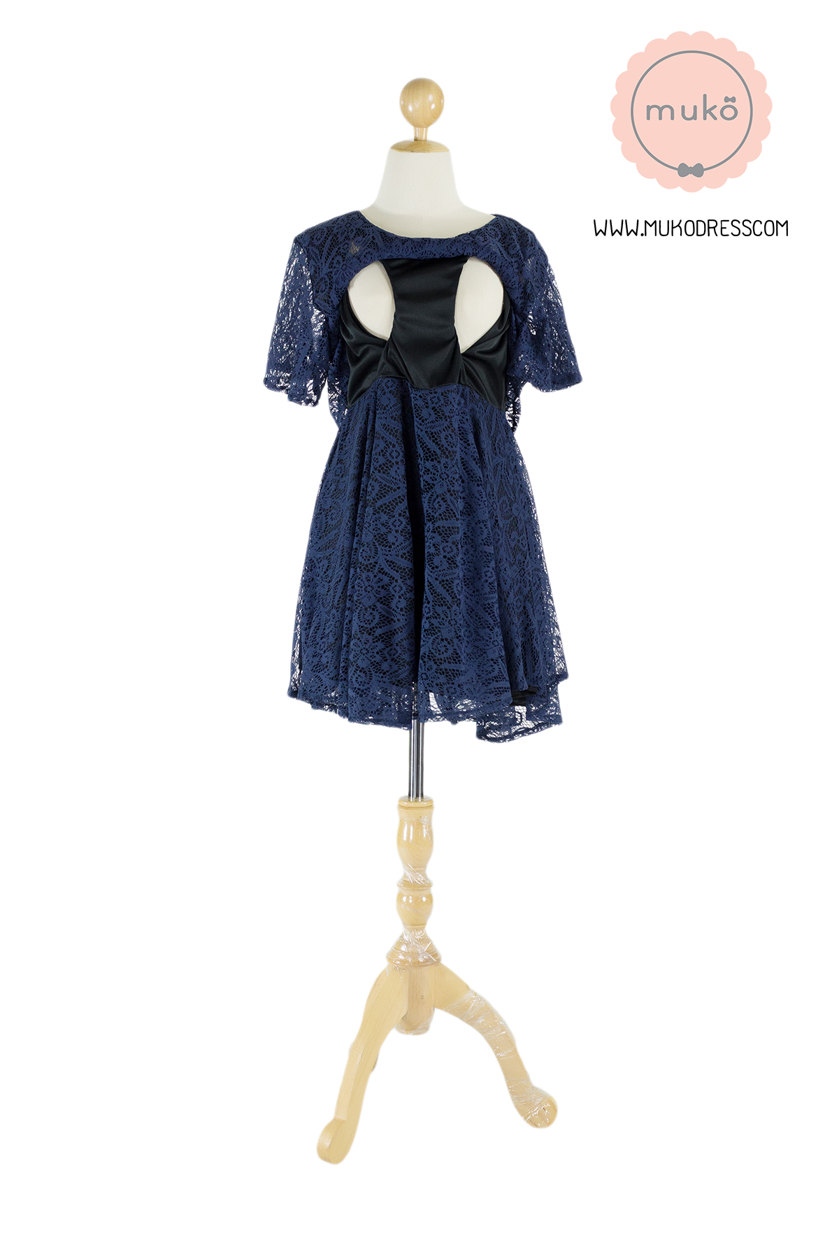 Muko Nico Lace Dress เดรสคลุมท้อง เปิดให้นม DZ22-002 กรม Muko Nico Lace Dress เดรสคลุมท้อง เปิดให้นม DZ22-002 กรม