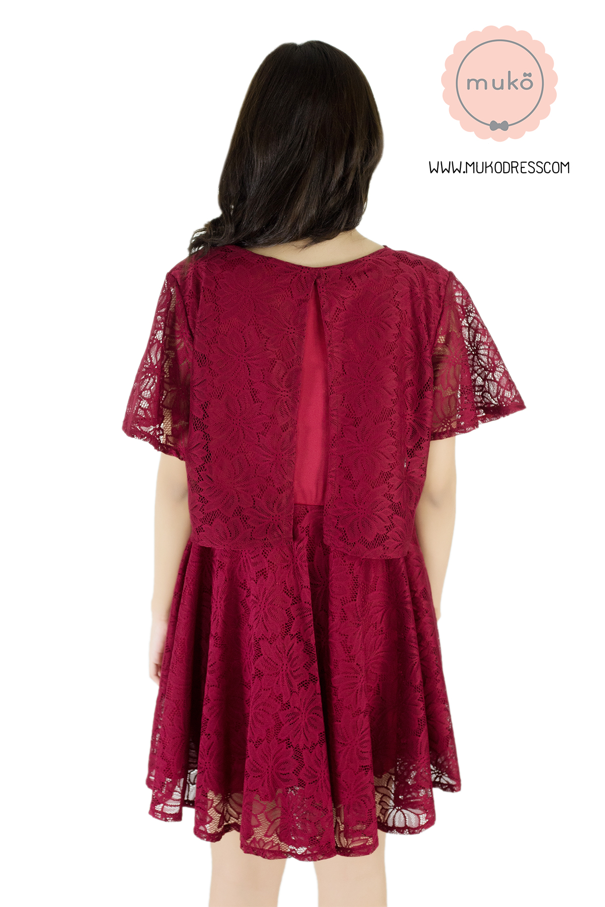 Muko Nico Lace Dress เดรสคลุมท้อง เปิดให้นม DZ22-003 แดง Muko Nico Lace Dress เดรสคลุมท้อง เปิดให้นม DZ22-003 แดง