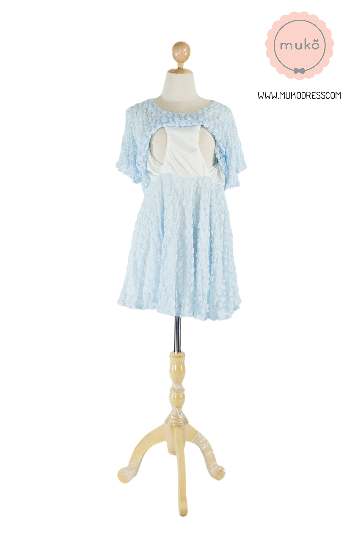 Muko Nico Lace Dress เดรสคลุมท้อง เปิดให้นม DZ22-004 ฟ้า Muko Nico Lace Dress เดรสคลุมท้อง เปิดให้นม DZ22-004 ฟ้า