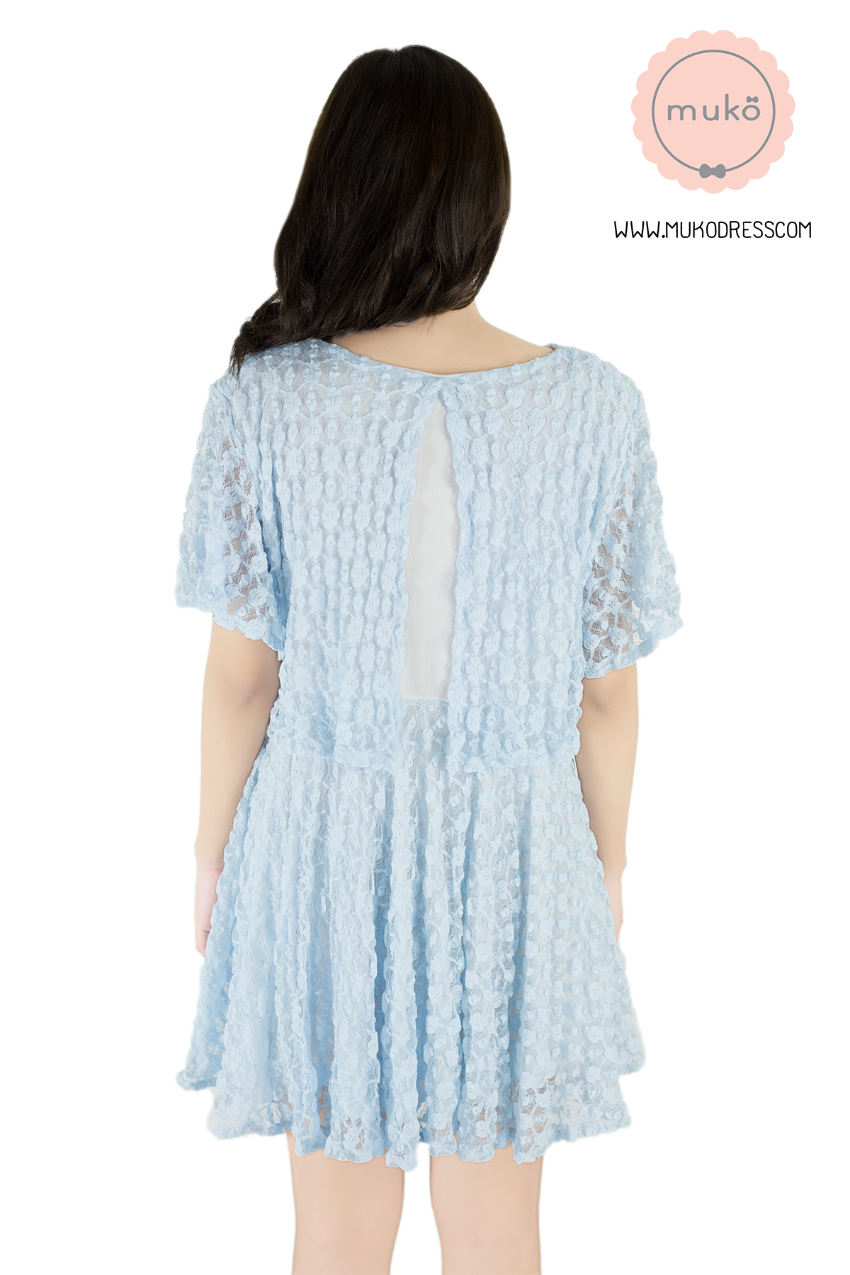 Muko Nico Lace Dress เดรสคลุมท้อง เปิดให้นม DZ22-004 ฟ้า Muko Nico Lace Dress เดรสคลุมท้อง เปิดให้นม DZ22-004 ฟ้า
