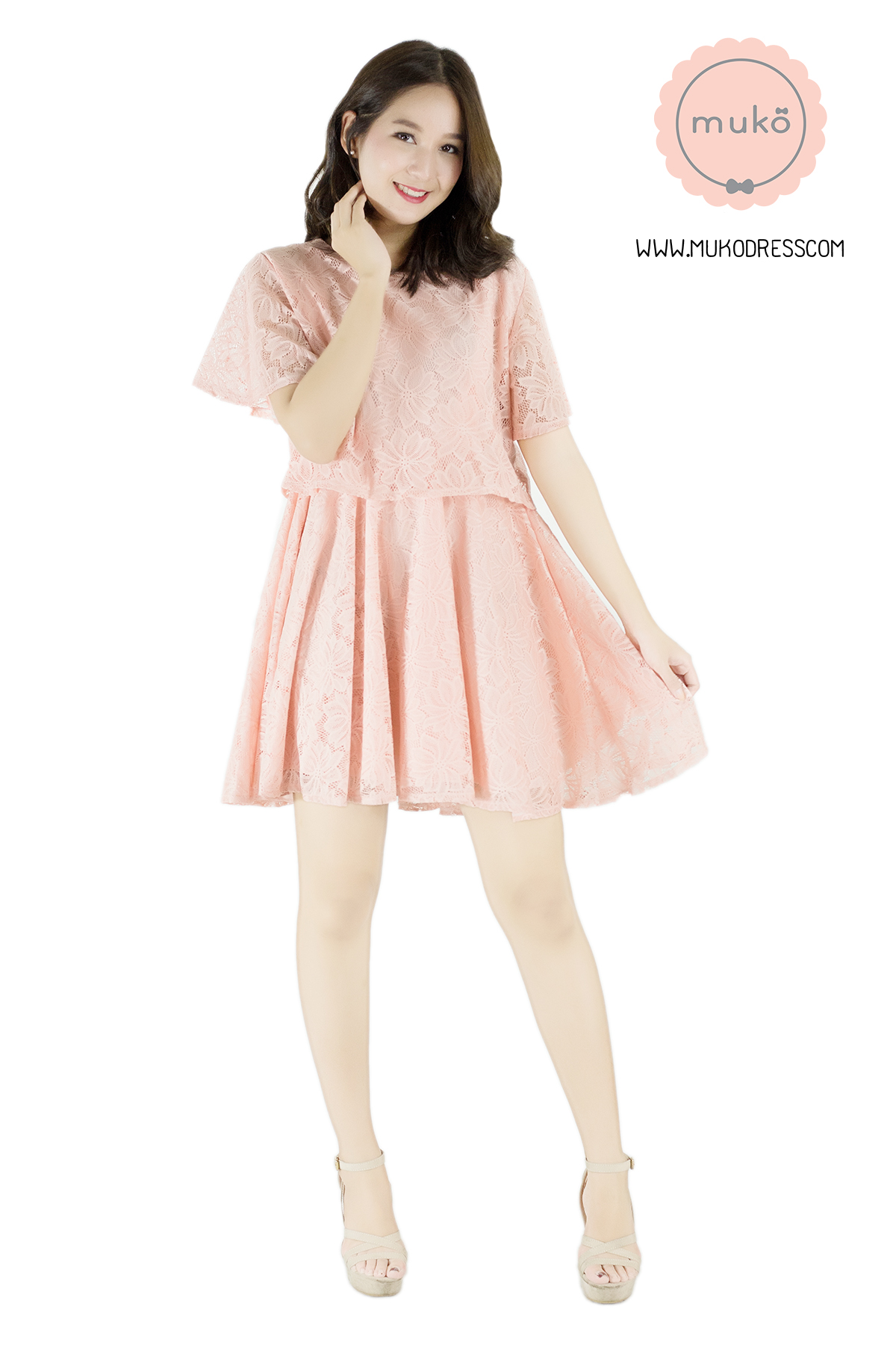 Muko Nico Lace Dress เดรสคลุมท้อง เปิดให้นม DZ22-006 โอรส Muko Nico Lace Dress เดรสคลุมท้อง เปิดให้นม DZ22-006 โอรส