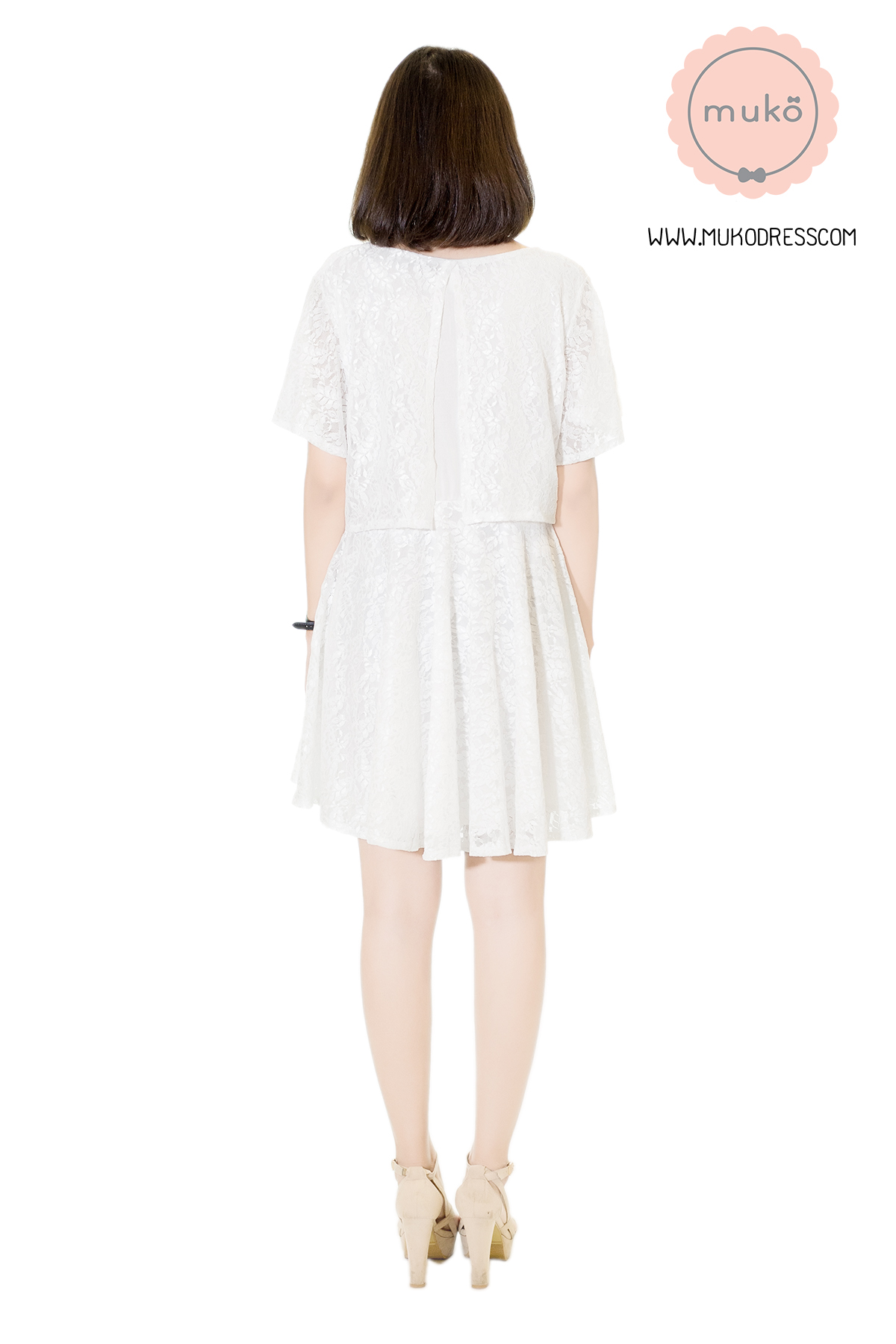 Muko Nico Lace Dress เดรสคลุมท้อง เปิดให้นม DZ22-007 ขาว Muko Nico Lace Dress เดรสคลุมท้อง เปิดให้นม DZ22-007 ขาว