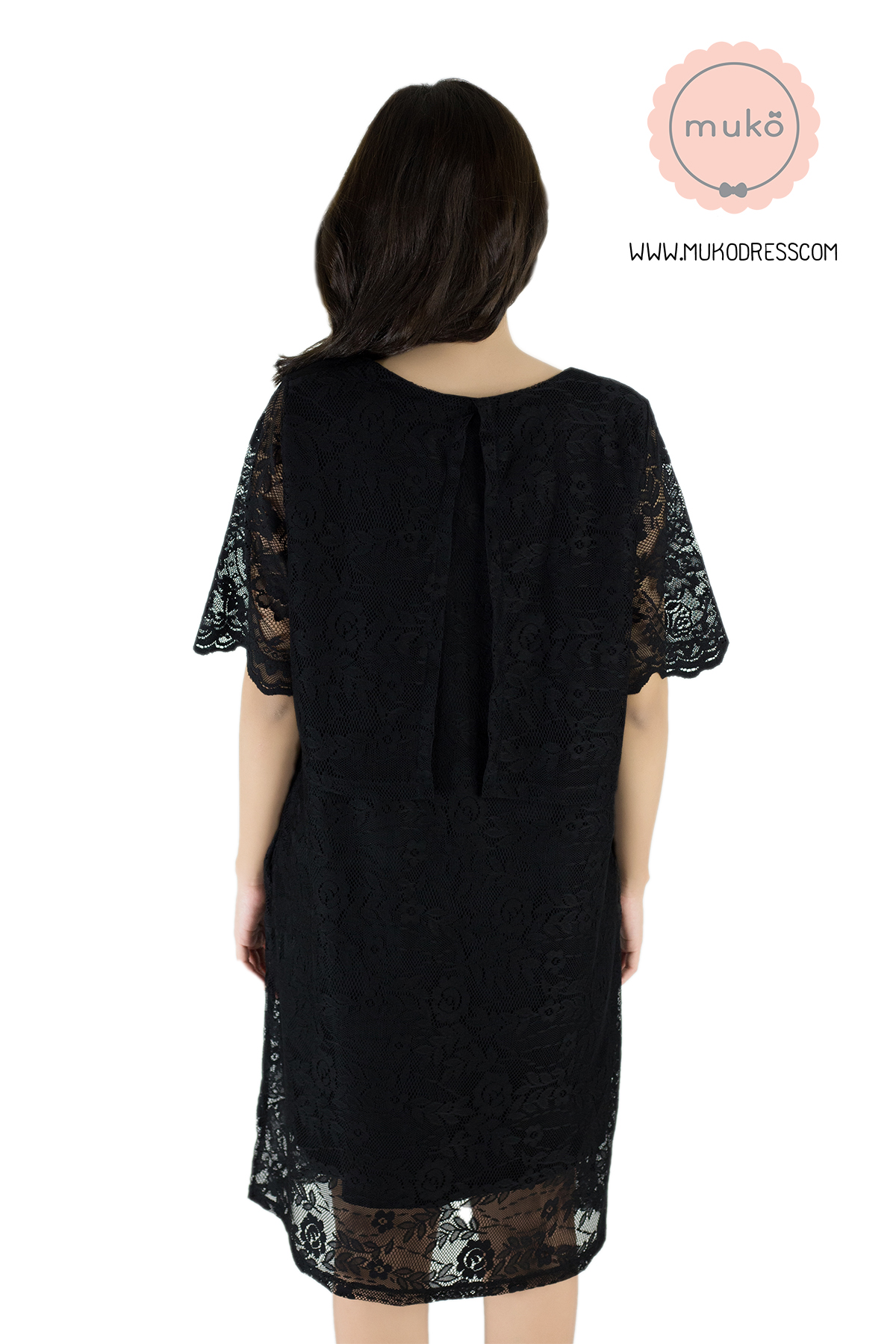 Muko Rosie Lace Dress เดรสเปิดให้นม คลุมท้อง DZ23-004 สีดำ Muko Rosie Lace Dress เดรสเปิดให้นม คลุมท้อง DZ23-004 สีดำ