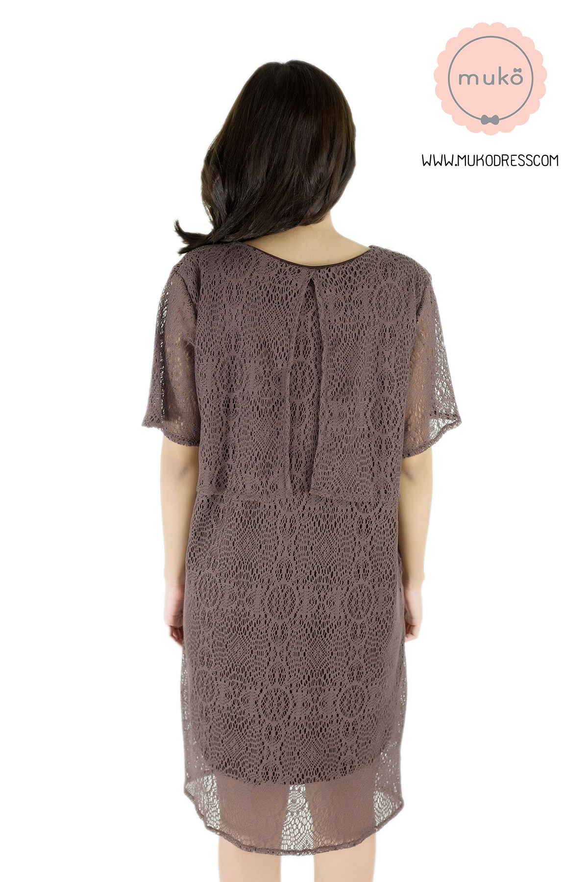 Muko Rosie Lace Dress เดรสเปิดให้นม คลุมท้อง DZ23-005 สีน้ำตาล Muko Rosie Lace Dress เดรสเปิดให้นม คลุมท้อง DZ23-005 สีน้ำตาล