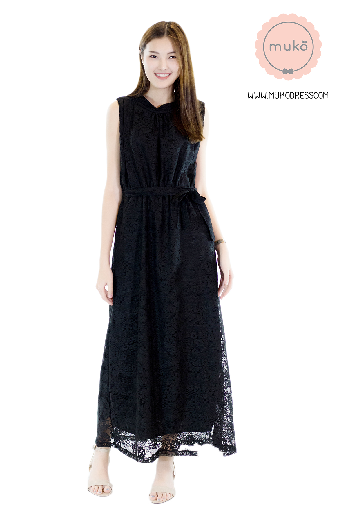 Muko Sarah Lace Dress เดรสเปิดให้นม คลุมท้อง MZ04-002 ดำ Muko Sarah Lace Dress เดรสเปิดให้นม คลุมท้อง MZ04-002 ดำ