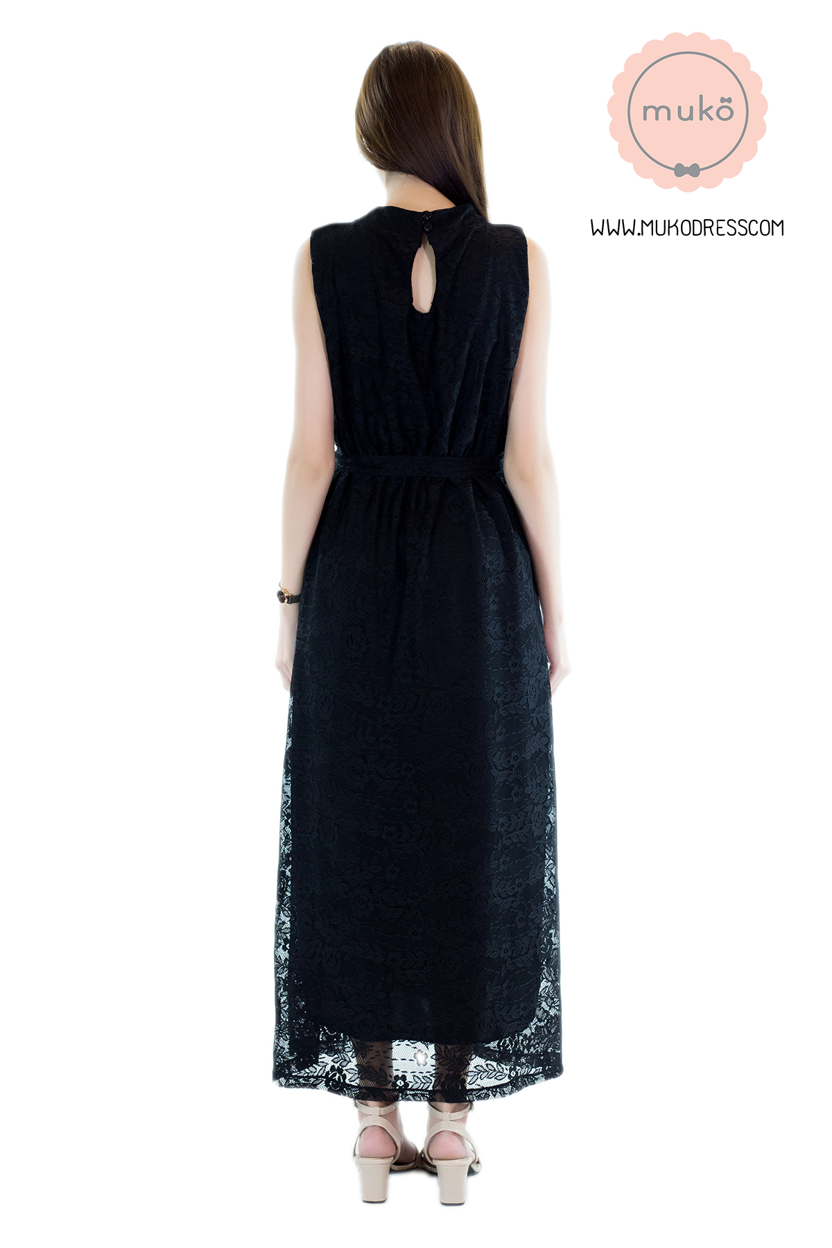Muko Sarah Lace Dress เดรสเปิดให้นม คลุมท้อง MZ04-002 ดำ Muko Sarah Lace Dress เดรสเปิดให้นม คลุมท้อง MZ04-002 ดำ