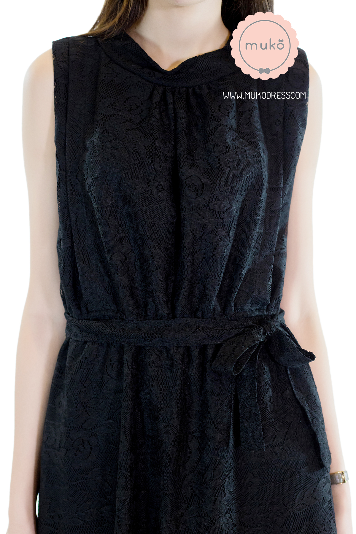 Muko Sarah Lace Dress เดรสเปิดให้นม คลุมท้อง MZ04-002 ดำ Muko Sarah Lace Dress เดรสเปิดให้นม คลุมท้อง MZ04-002 ดำ
