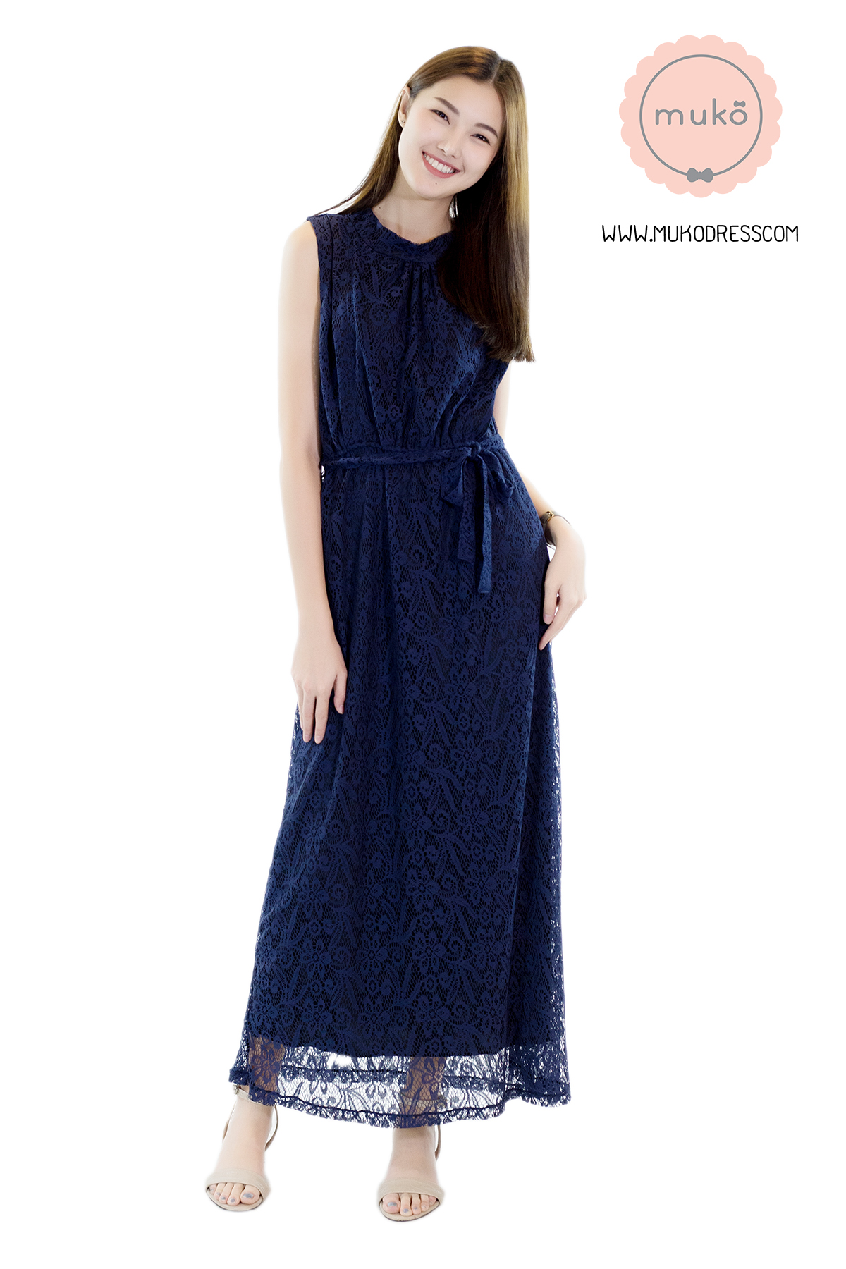Muko Sarah Lace Dress เดรสเปิดให้นม คลุมท้อง MZ04-004 กรม Muko Sarah Lace Dress เดรสเปิดให้นม คลุมท้อง MZ04-004 กรม