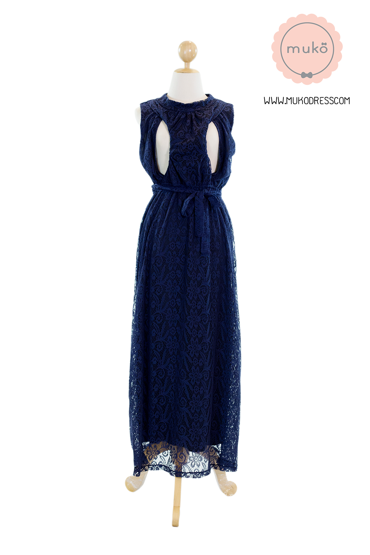 Muko Sarah Lace Dress เดรสเปิดให้นม คลุมท้อง MZ04-004 กรม Muko Sarah Lace Dress เดรสเปิดให้นม คลุมท้อง MZ04-004 กรม