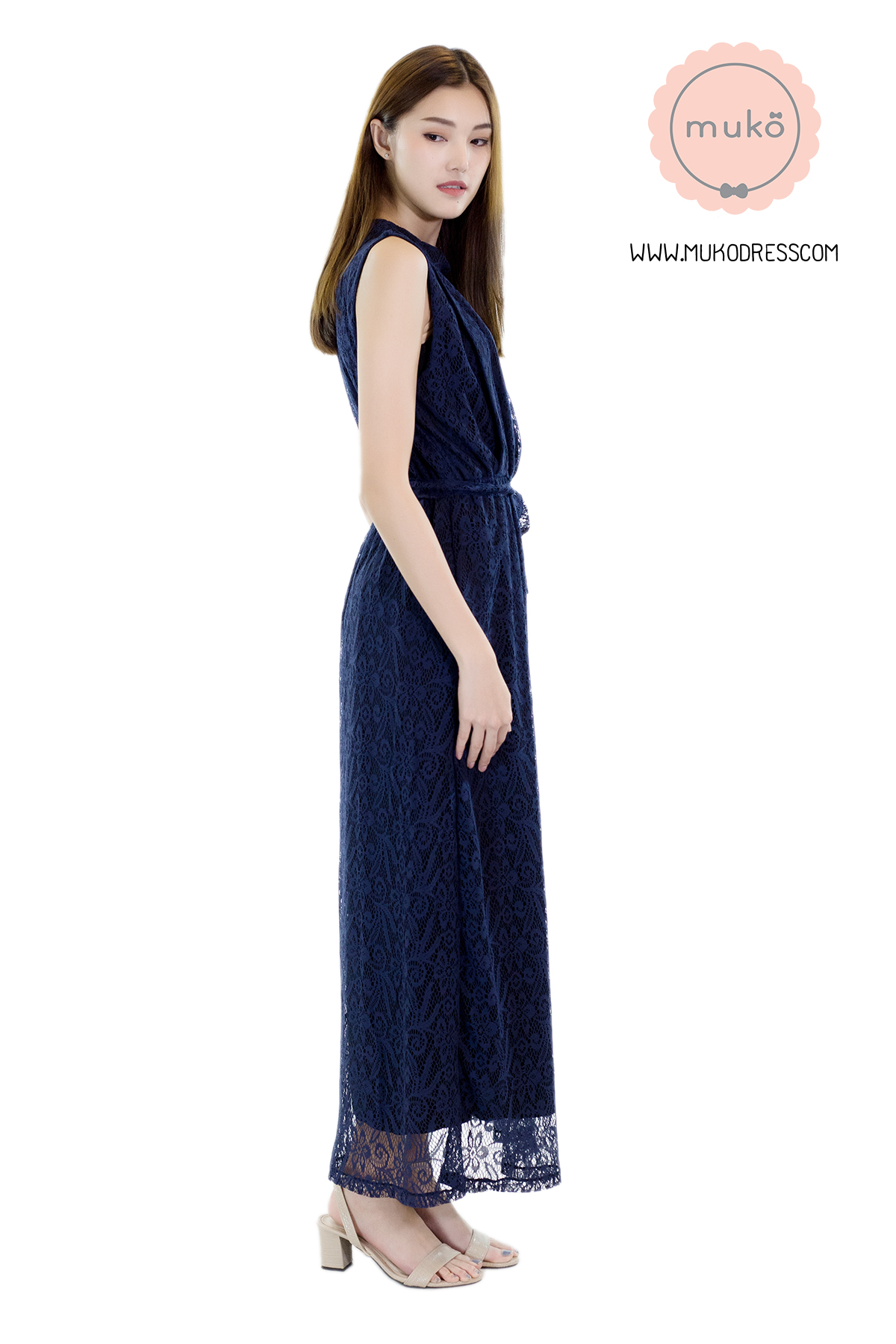 Muko Sarah Lace Dress เดรสเปิดให้นม คลุมท้อง MZ04-004 กรม Muko Sarah Lace Dress เดรสเปิดให้นม คลุมท้อง MZ04-004 กรม