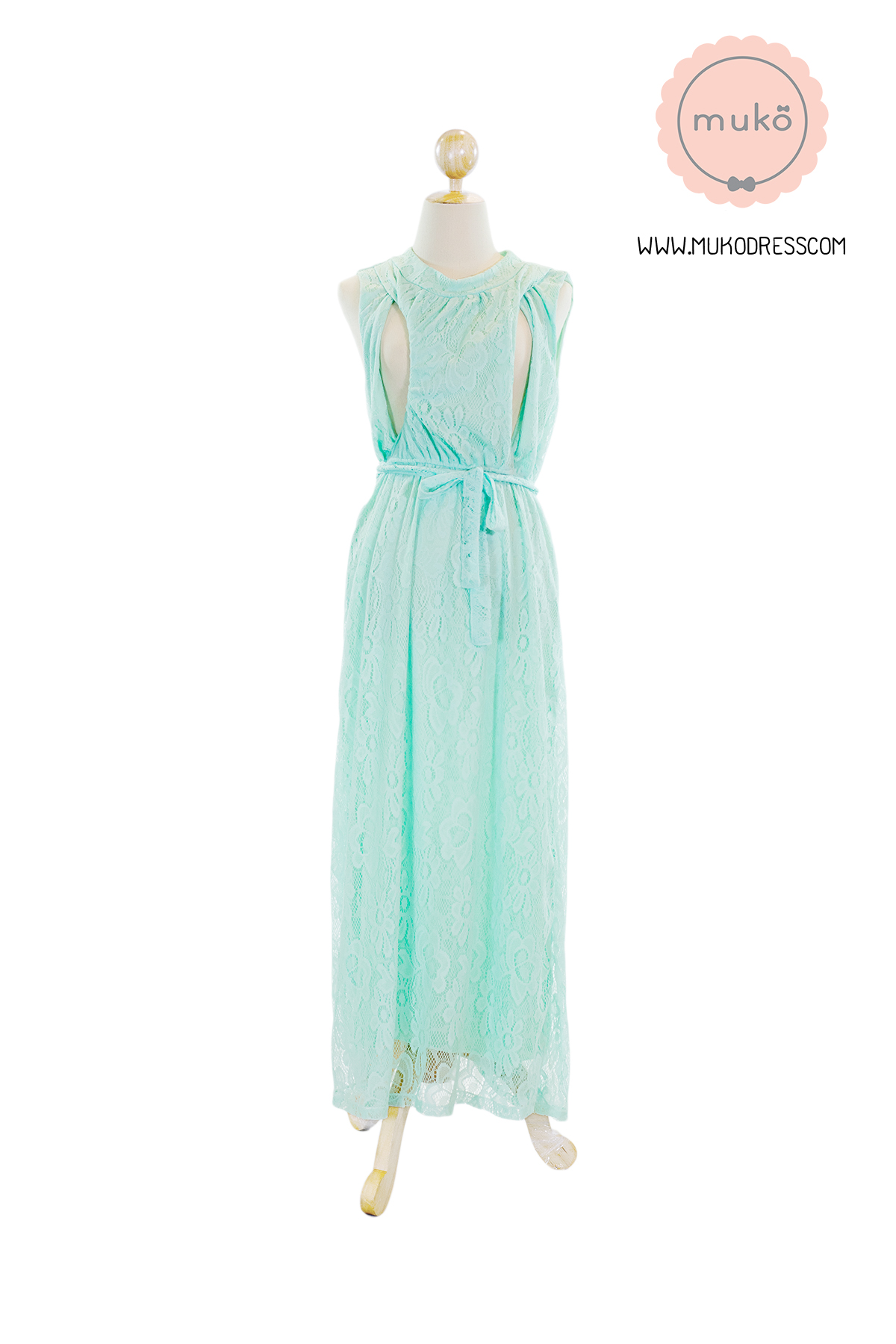 Muko Sarah Lace Dress เดรสเปิดให้นม คลุมท้อง MZ04-005 เขียวมิ้นท์ Muko Sarah Lace Dress เดรสเปิดให้นม คลุมท้อง MZ04-005 เขียวมิ้นท์