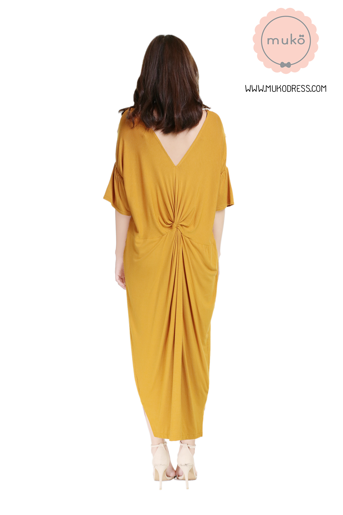 Muko Audrey ชุดคลุมท้อง เปิดให้นม DR22-013 สีเหลืองมัสตาร์ด
