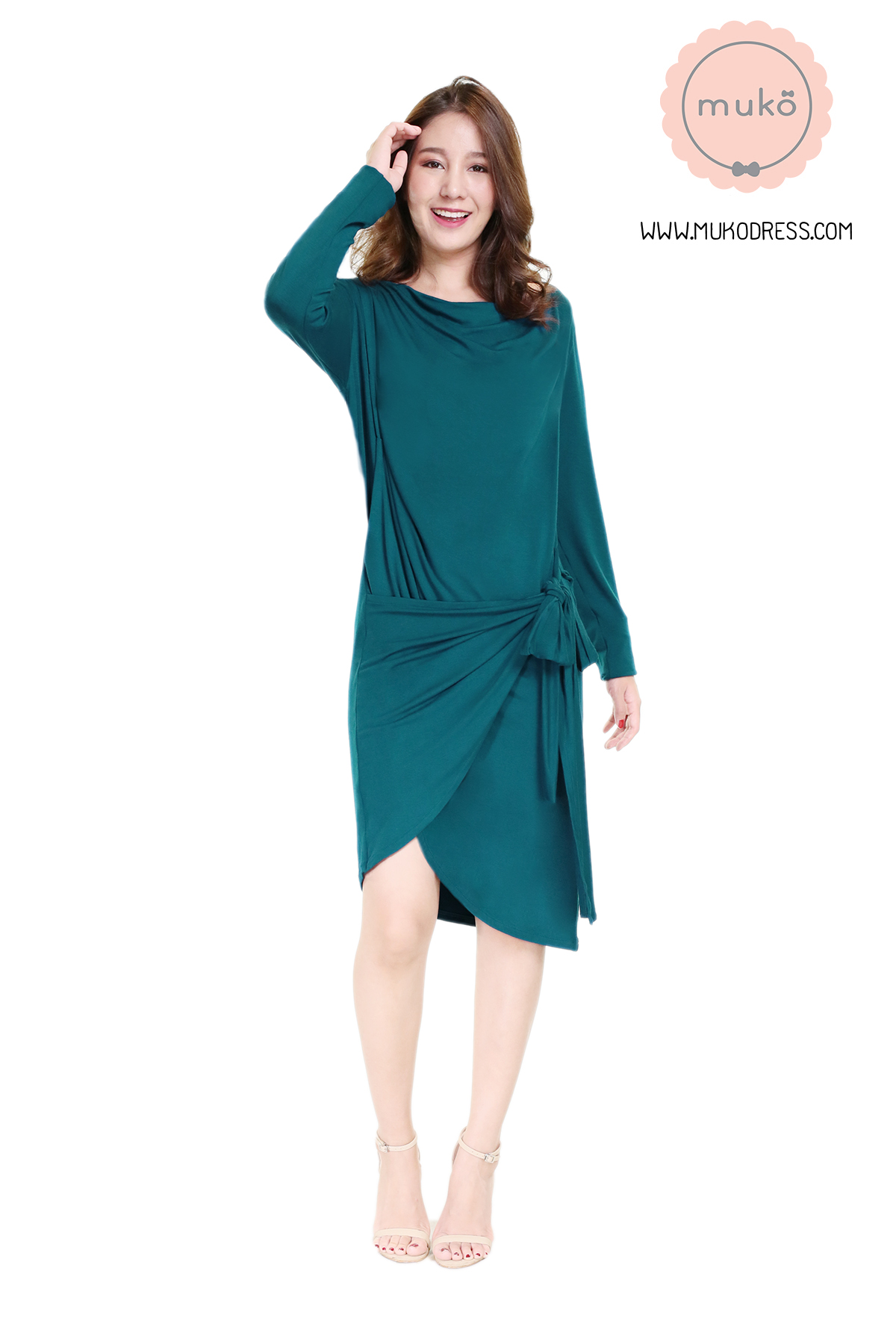 Muko Helen เดรสให้นม คลุมท้อง DR29-003 ฟ้าทะเล