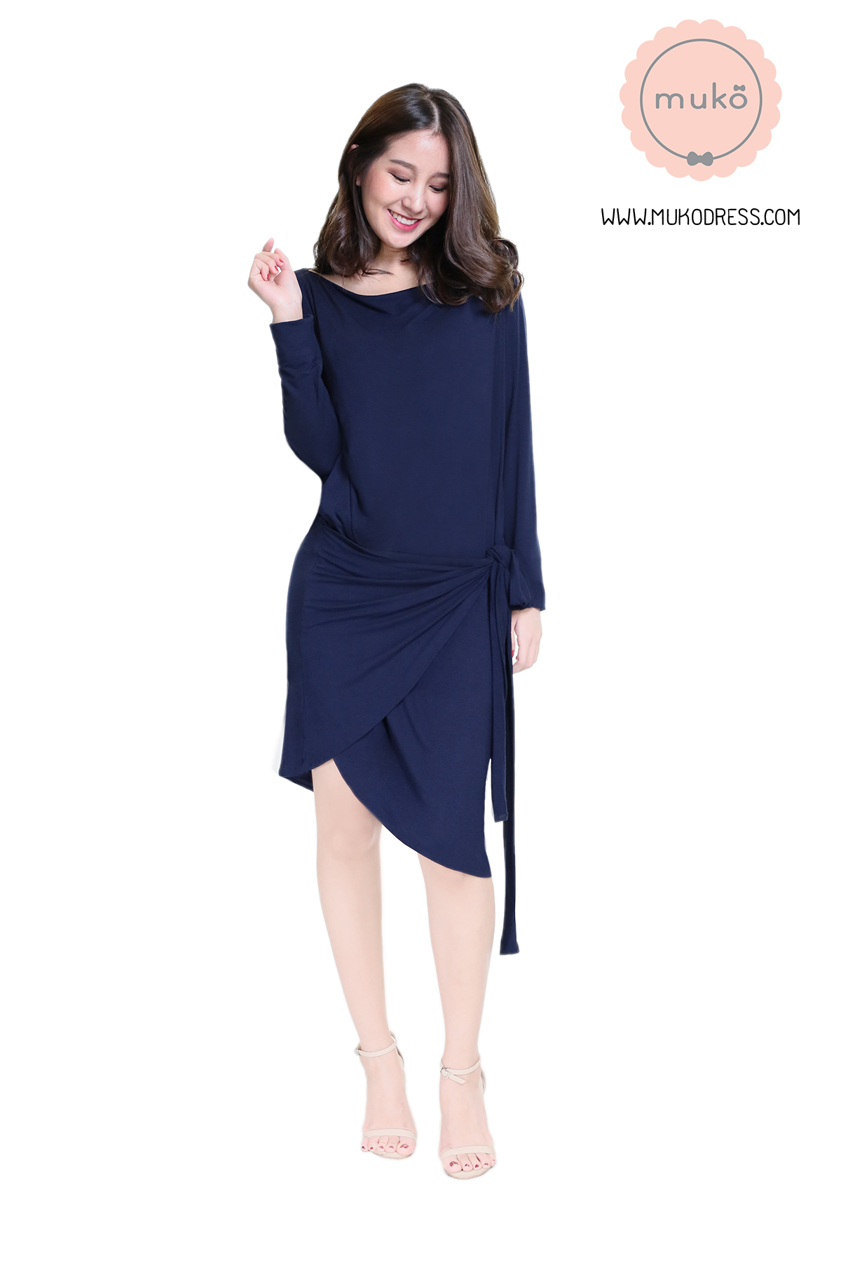 Muko Helen เดรสให้นม คลุมท้อง DR29-004 กรมท่า