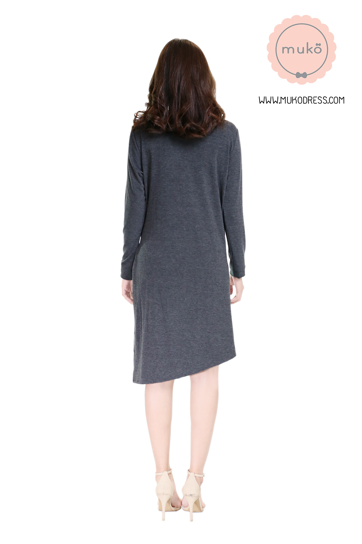 Muko Helen เดรสให้นม คลุมท้อง DR29-005 เทาเข้ม