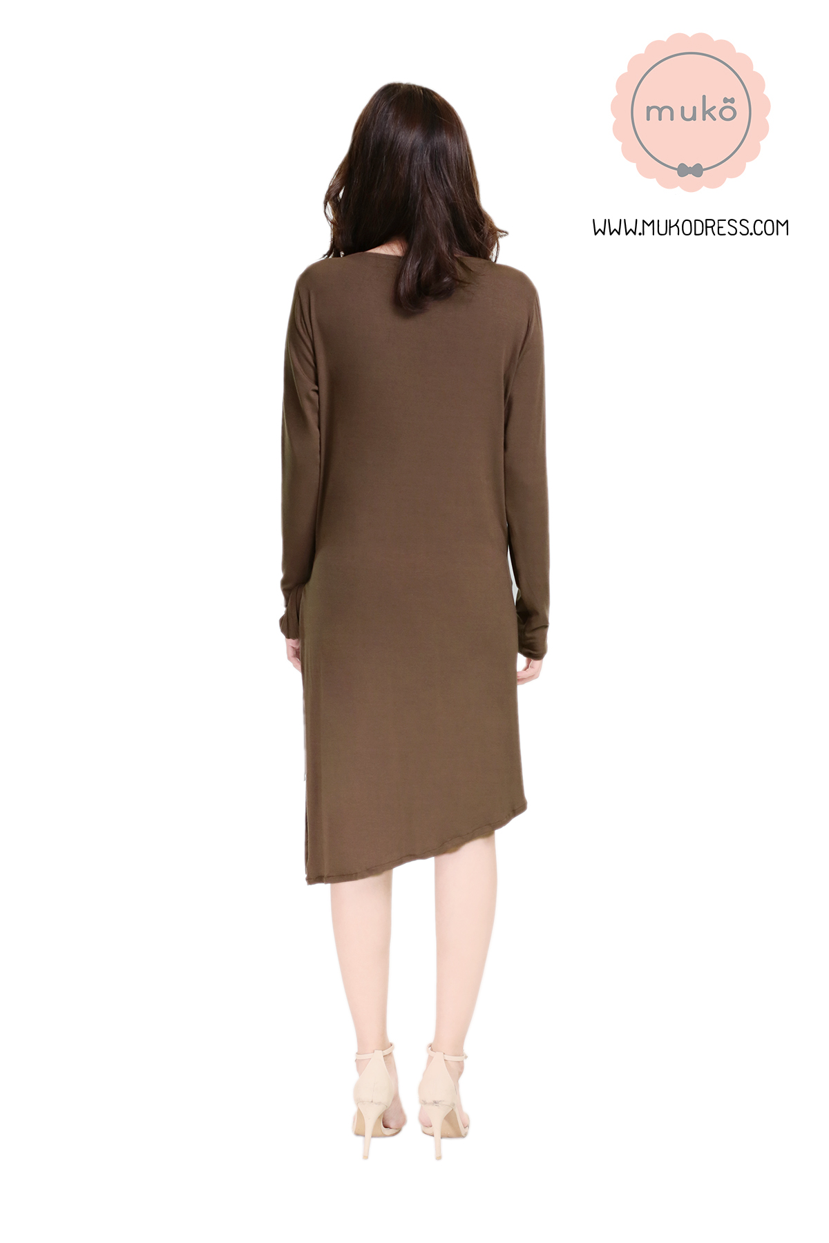 Muko Helen เดรสให้นม คลุมท้อง DR29-006 น้ำตาล