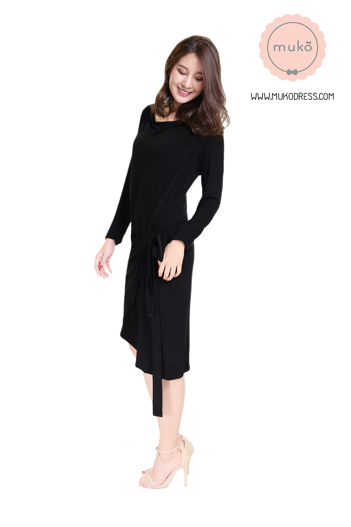 Muko Helen เดรสให้นม คลุมท้อง DR29-009 ดำ