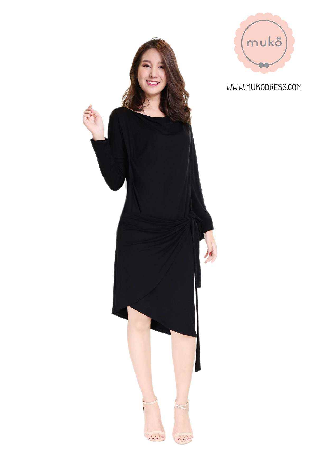 Muko Helen เดรสให้นม คลุมท้อง DR29-009 ดำ