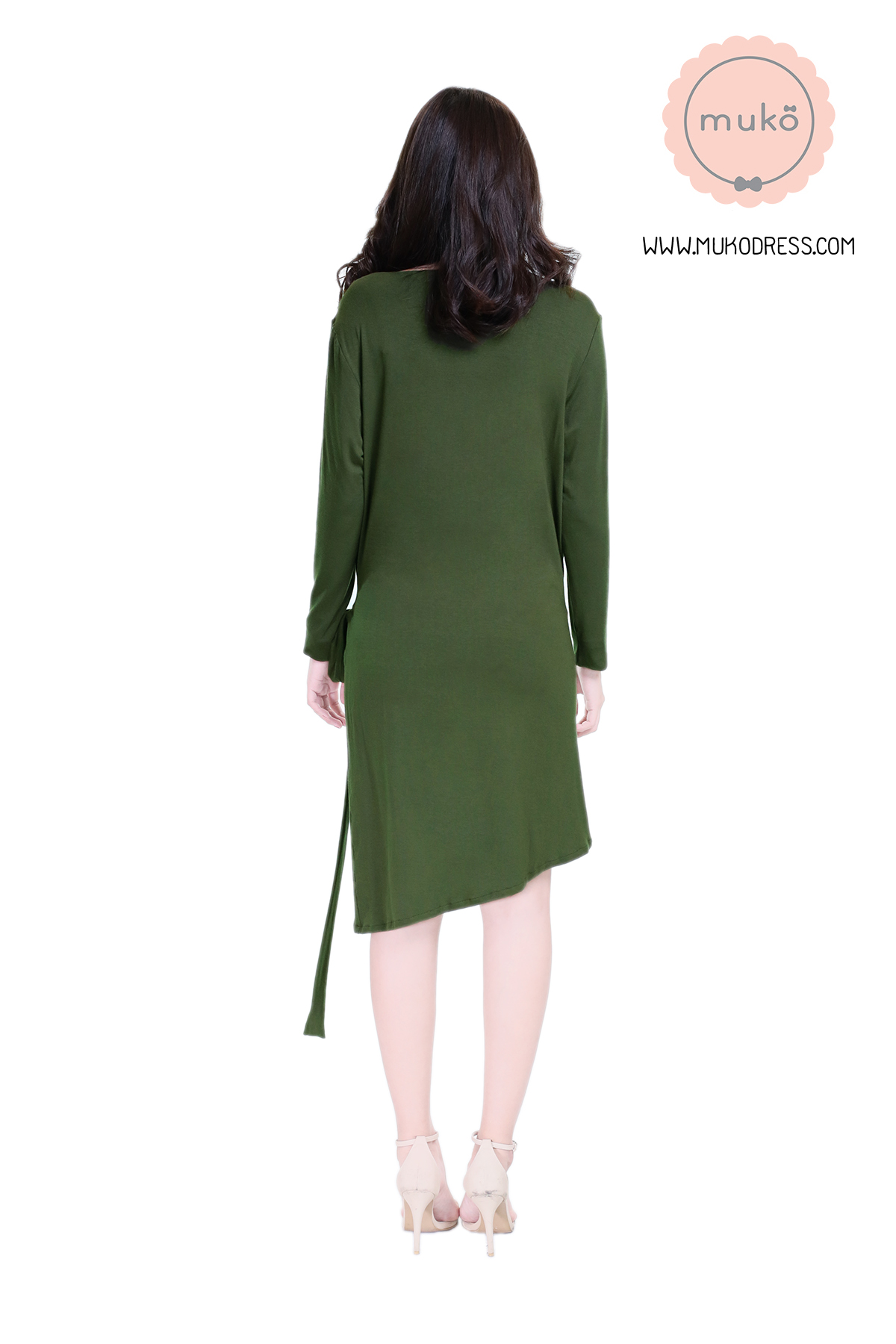 Muko Helen เดรสให้นม คลุมท้อง DR29-010 เขียวขี้ม้า